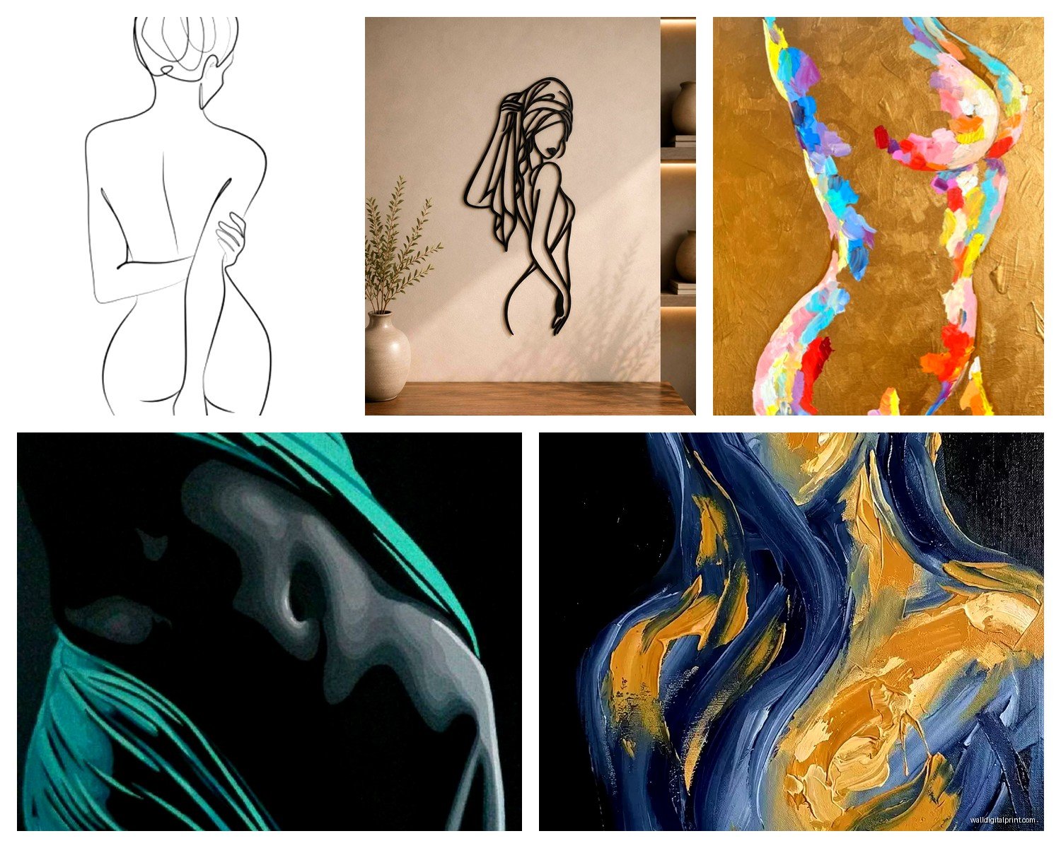 Female Body Wall Art: Feminine Figure Line Art
