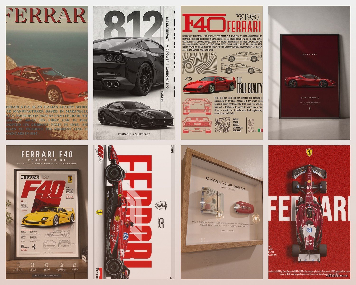 Ferrari Wall Art: Italian Sports Car Automotive Decor