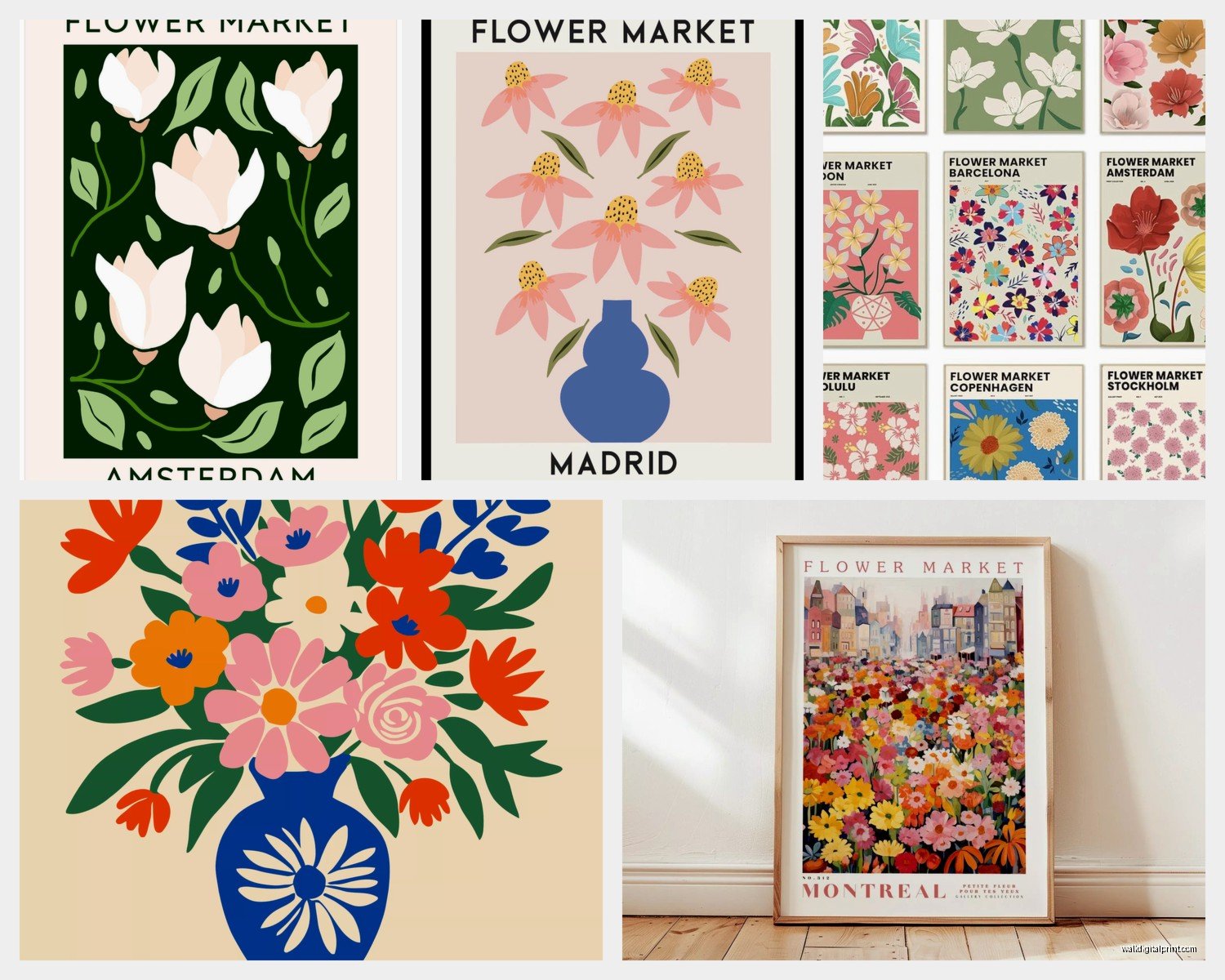 Flower Market Wall Art: Botanical Shop & Garden Prints