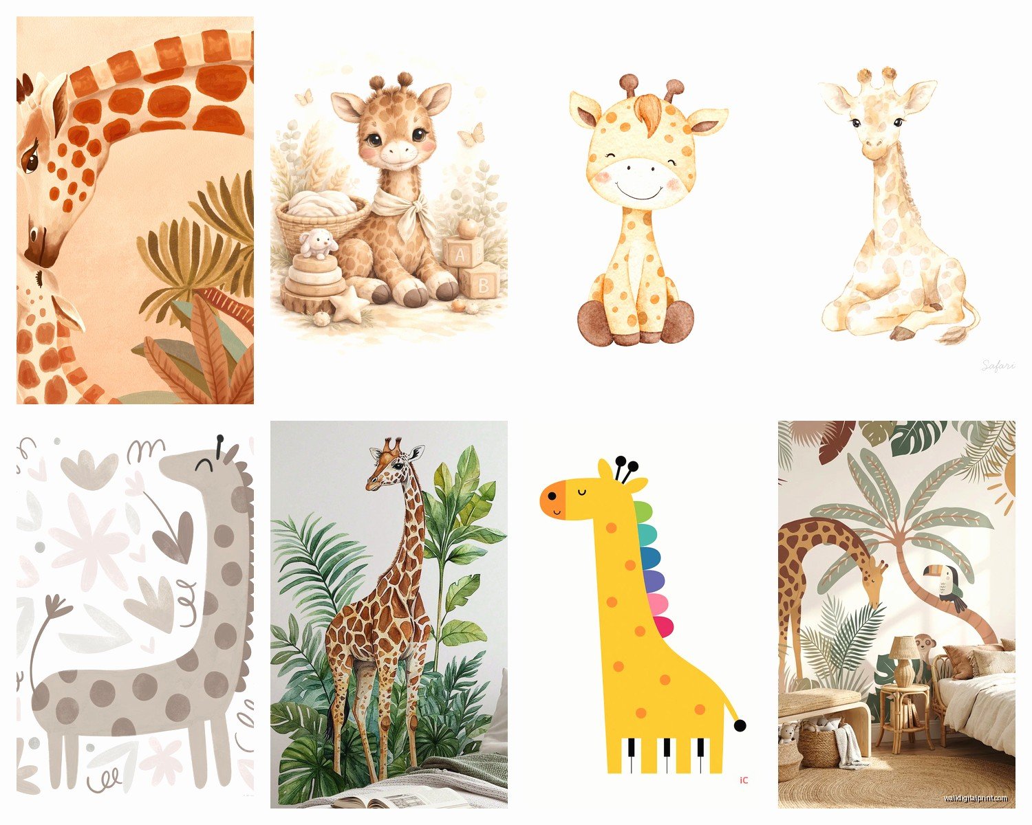 Giraffe Nursery Wall Art: Safari Baby Room Decor