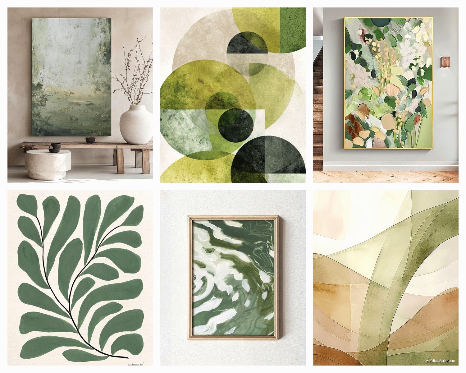 Green Abstract Wall Art: Nature Modern Non-Representational