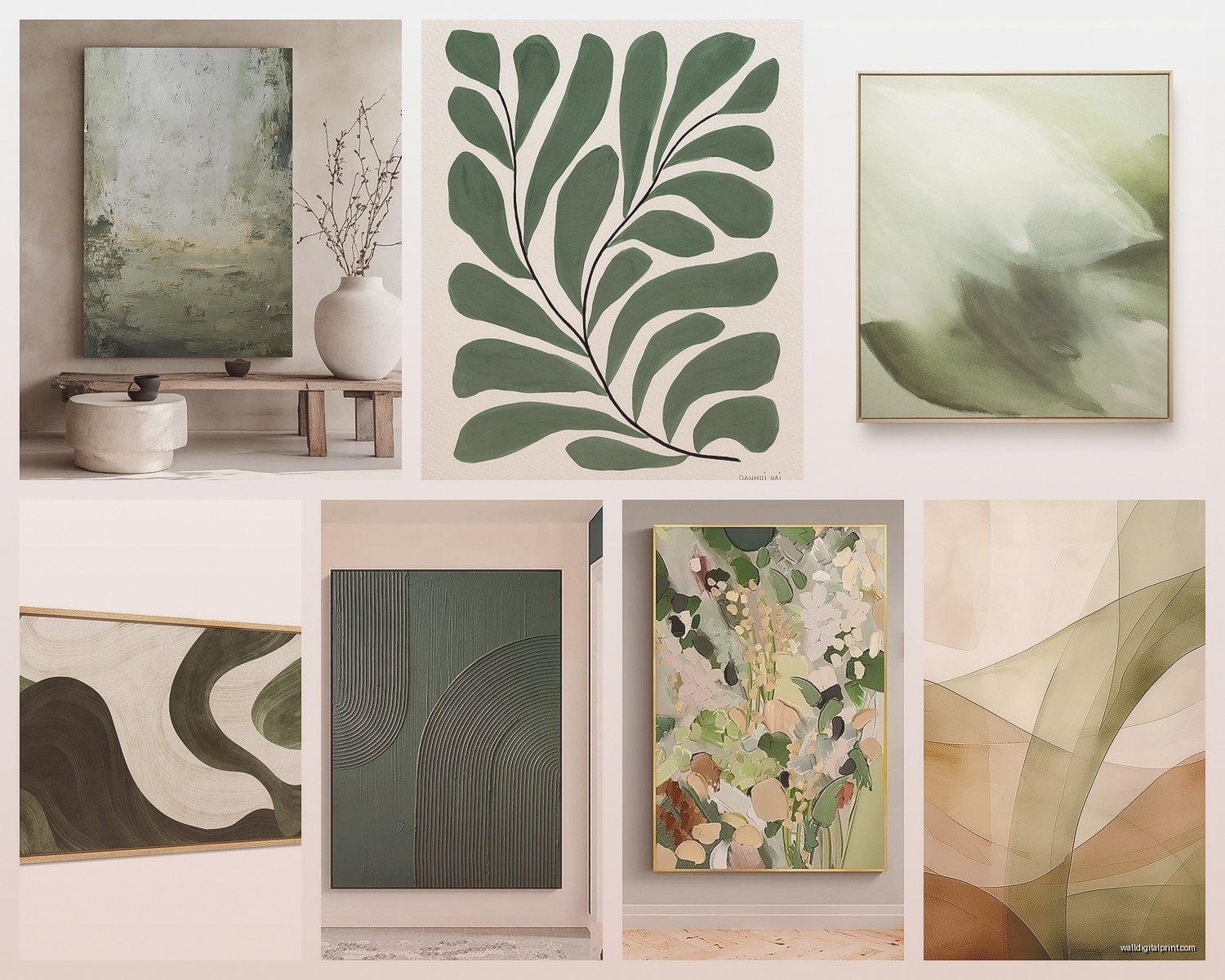 Green Abstract Wall Art: Nature Modern Non-Representational