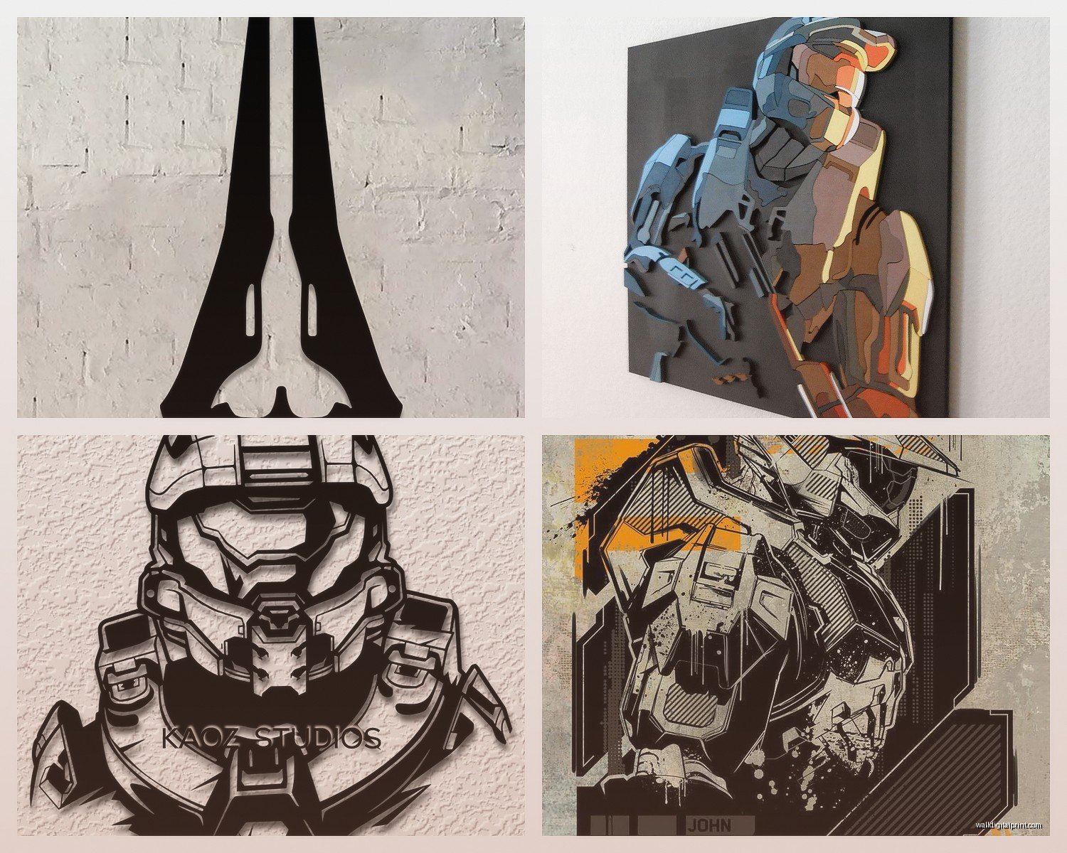 Halo Wall Art: Video Game Sci-Fi Gaming Decor