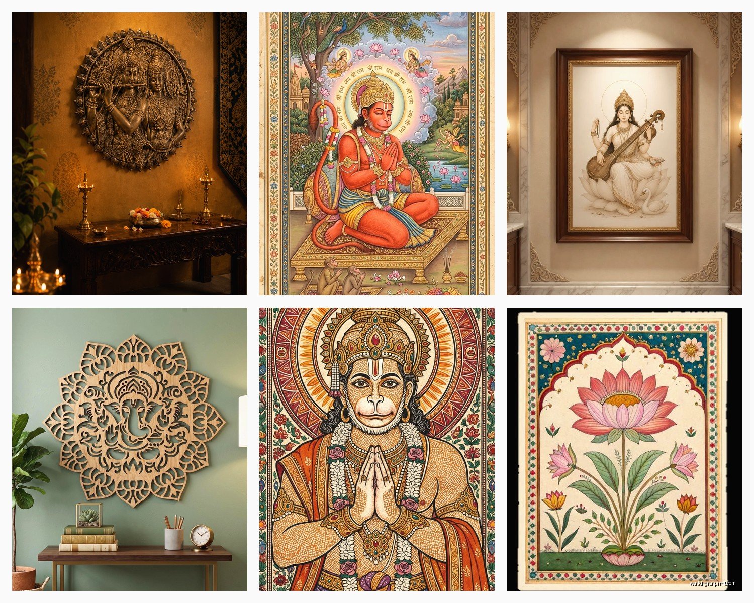 Hindu Wall Art: Religious Deity & Temple Artwork