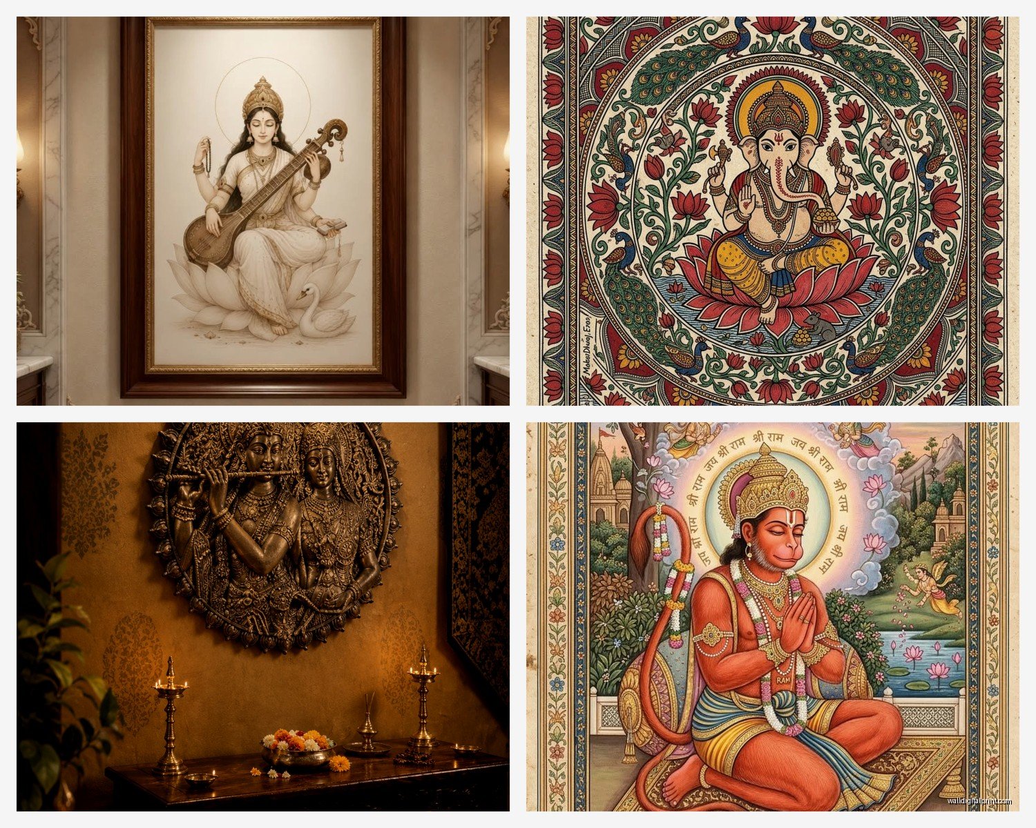 Hindu Wall Art: Religious Deity & Temple Artwork