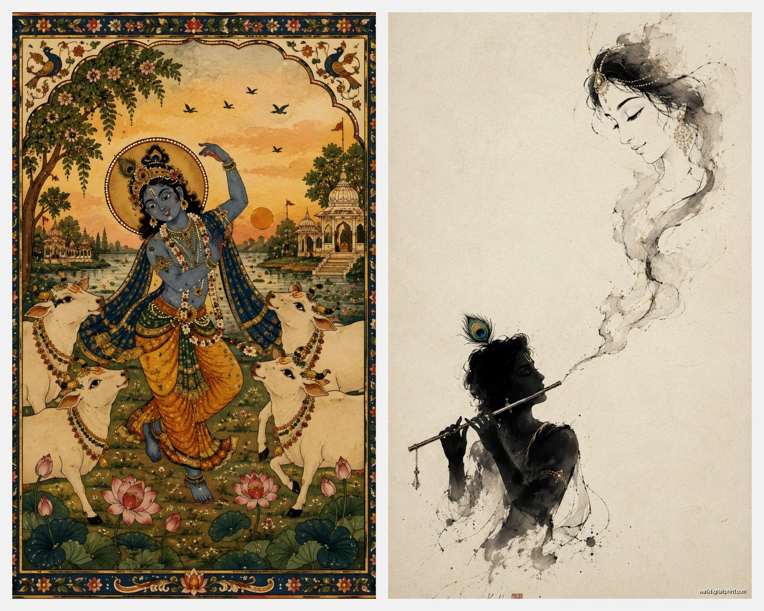 Krishna Wall Art: Hindu Deity Art & Spiritual Decor
