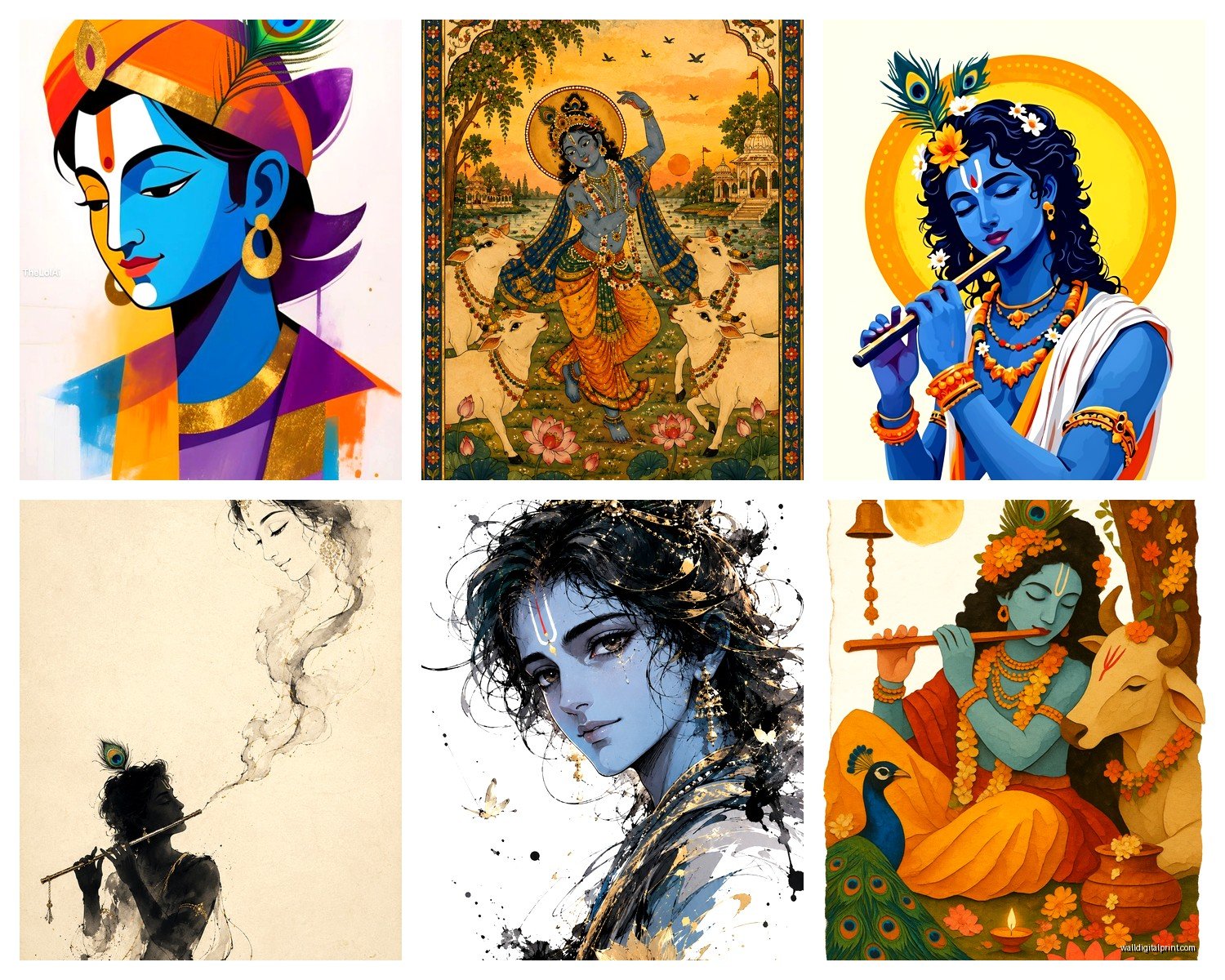 Krishna Wall Art: Hindu Deity Art & Spiritual Decor