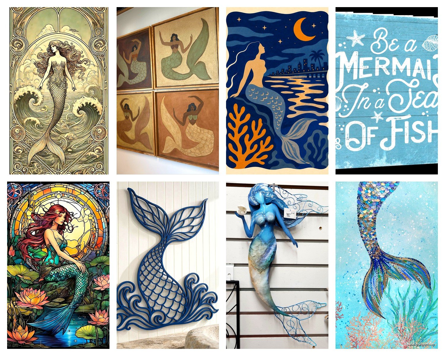 Mermaid Wall Art: Ocean Fantasy Decor for Kids & Bathrooms