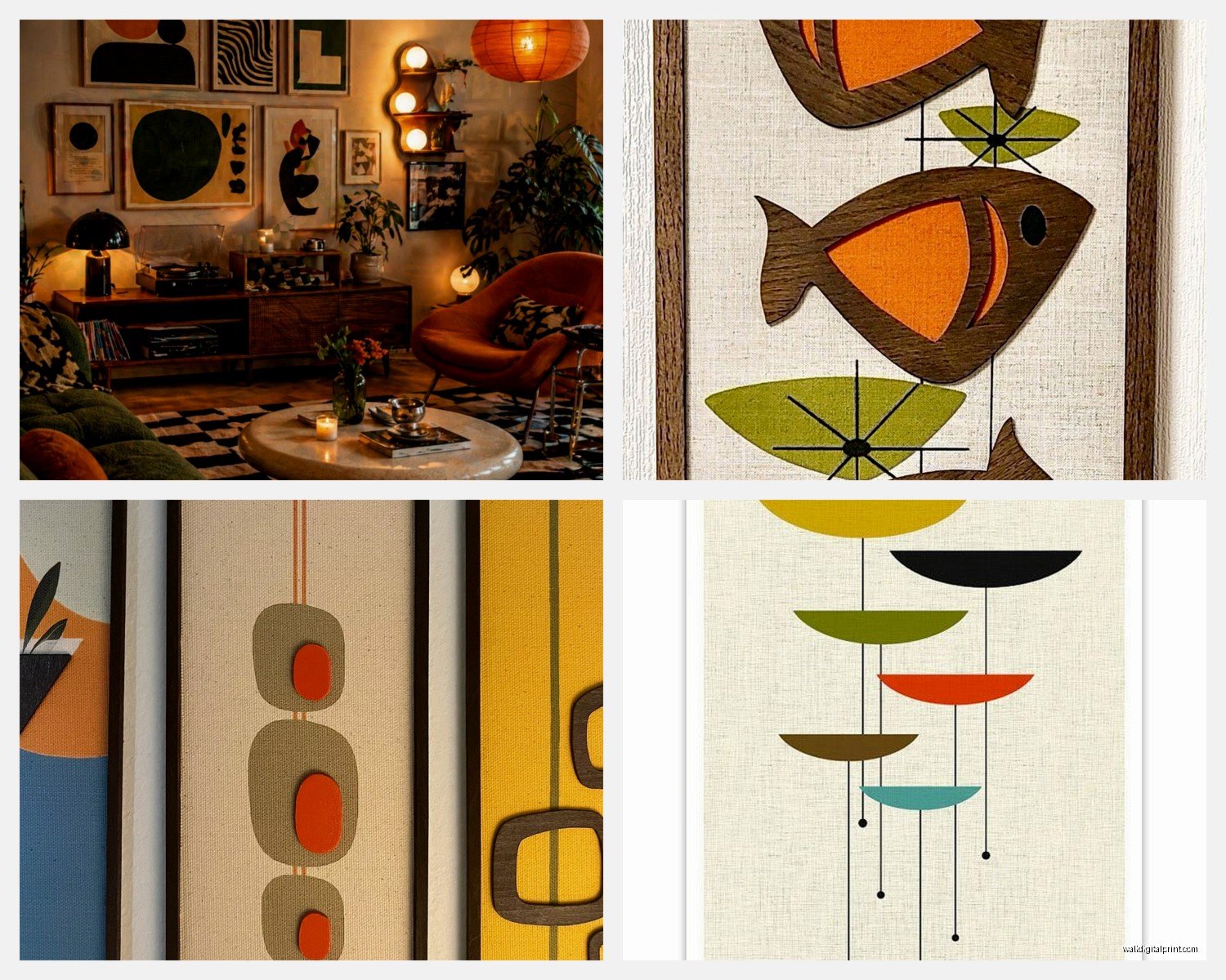 Mid Century Modern Wall Art: 1950s Retro Clean Lines