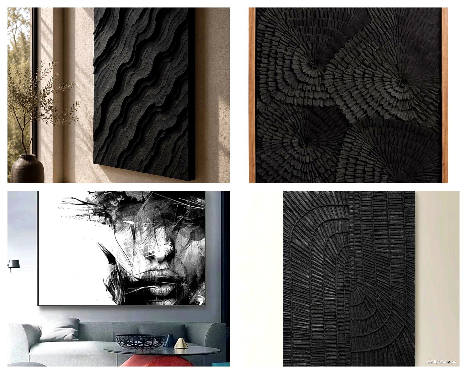 Modern Black Wall Art: Contemporary Dark Bold Designs
