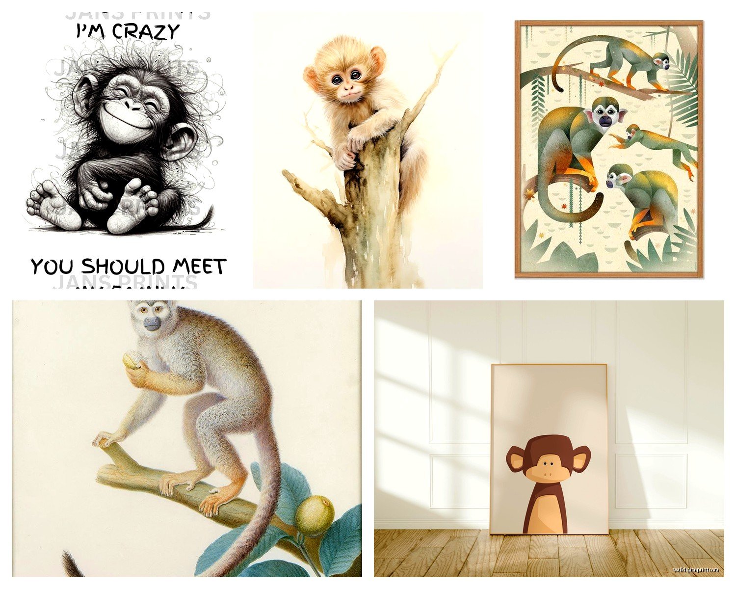 Monkey Wall Art: Primate Jungle & Playful Decor