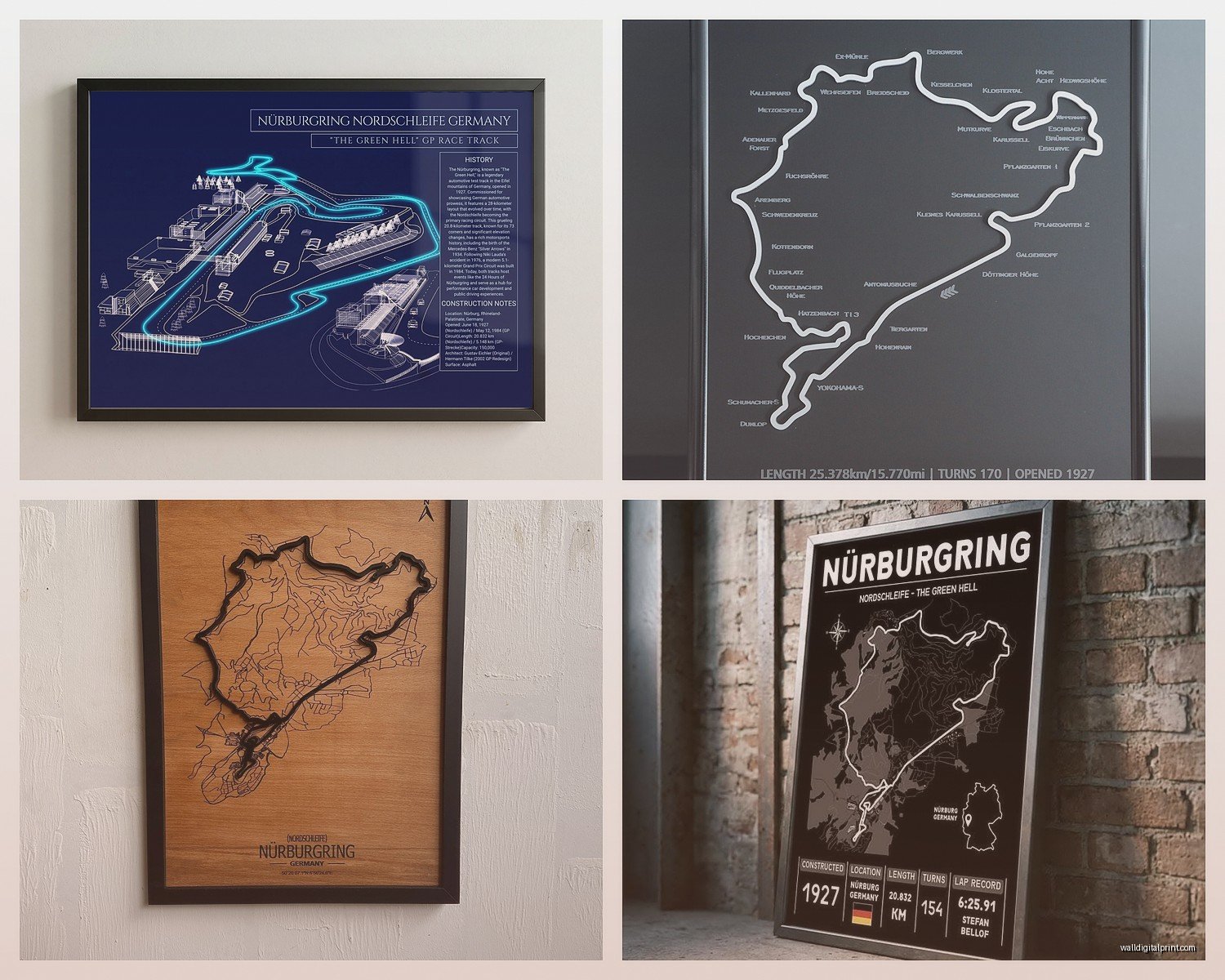 Nurburgring Wall Art: Racing Track Circuit Map Decor