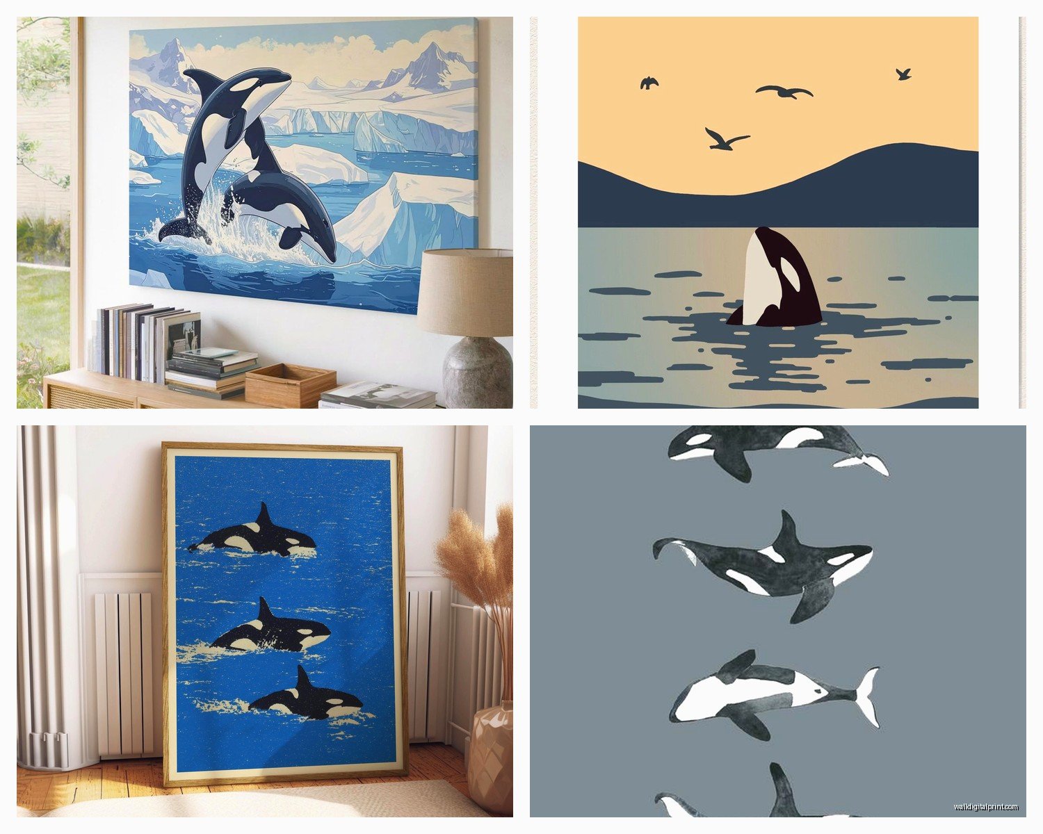 Orca Wall Art: Killer Whale Ocean Marine Decor