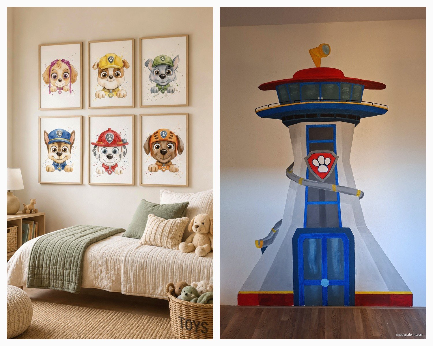 Paw Patrol Wall Art: Kids Room Cartoon Decor