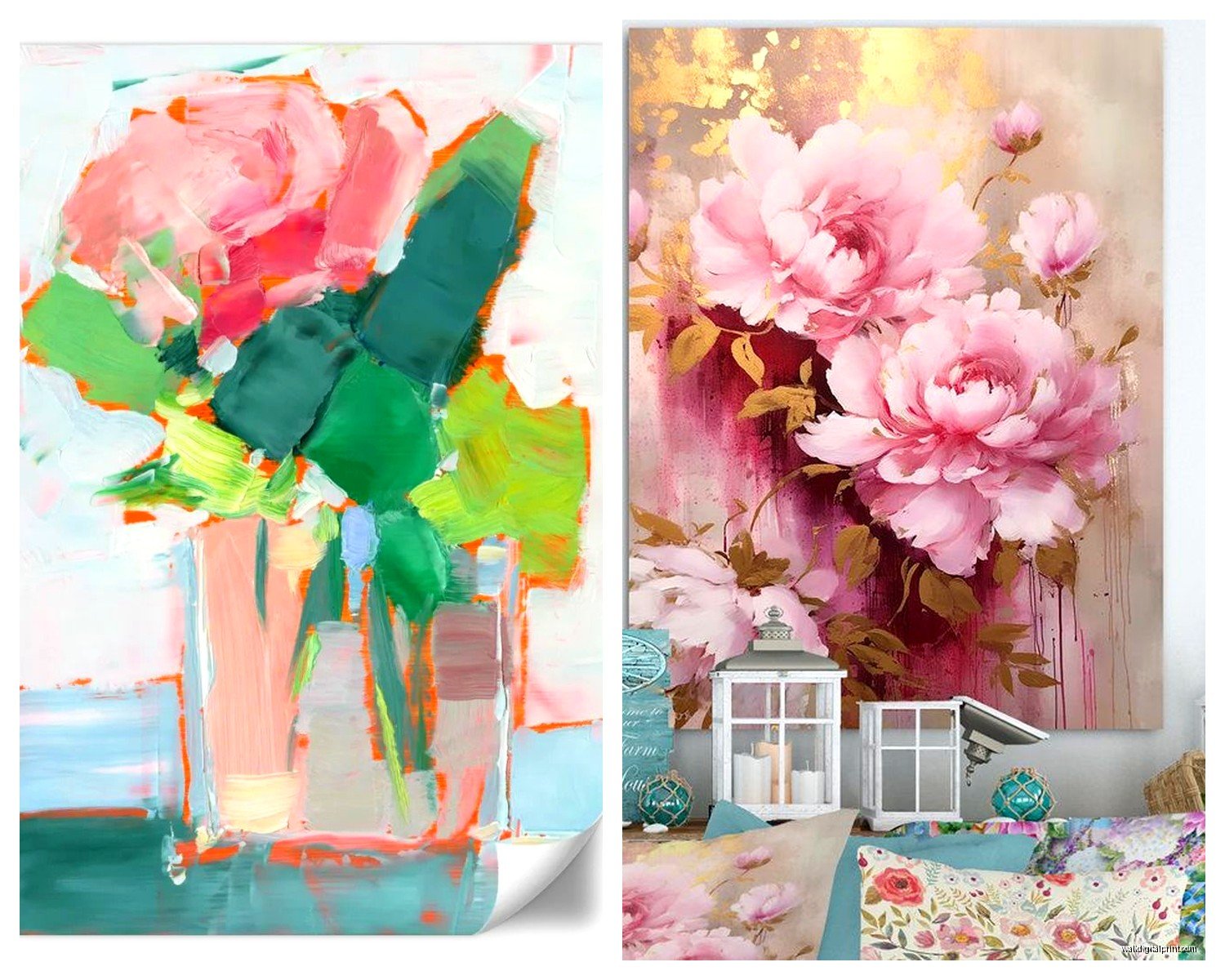 Pink Floral Wall Art: Feminine Flower Garden Designs