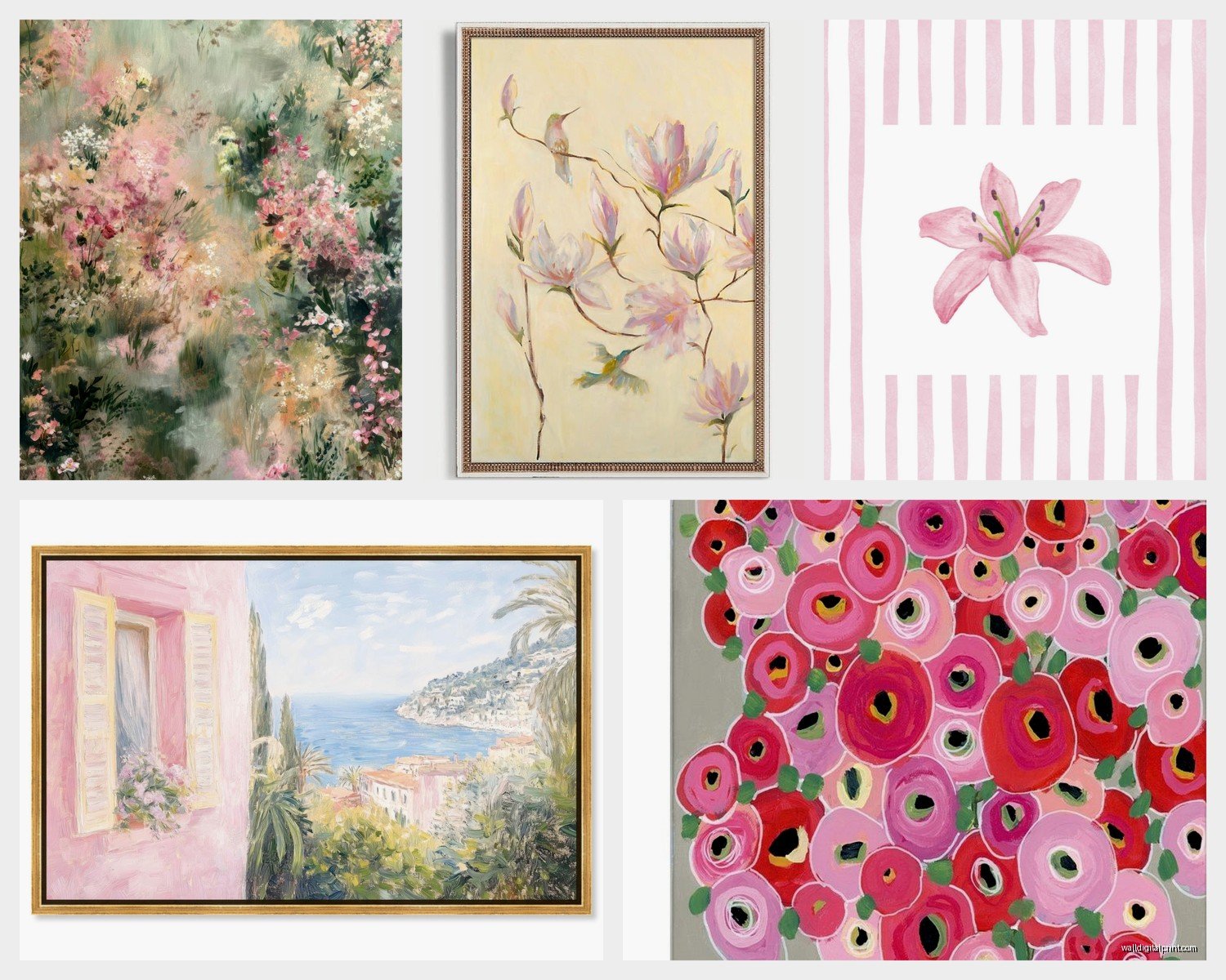 Pink Floral Wall Art: Feminine Flower Garden Designs