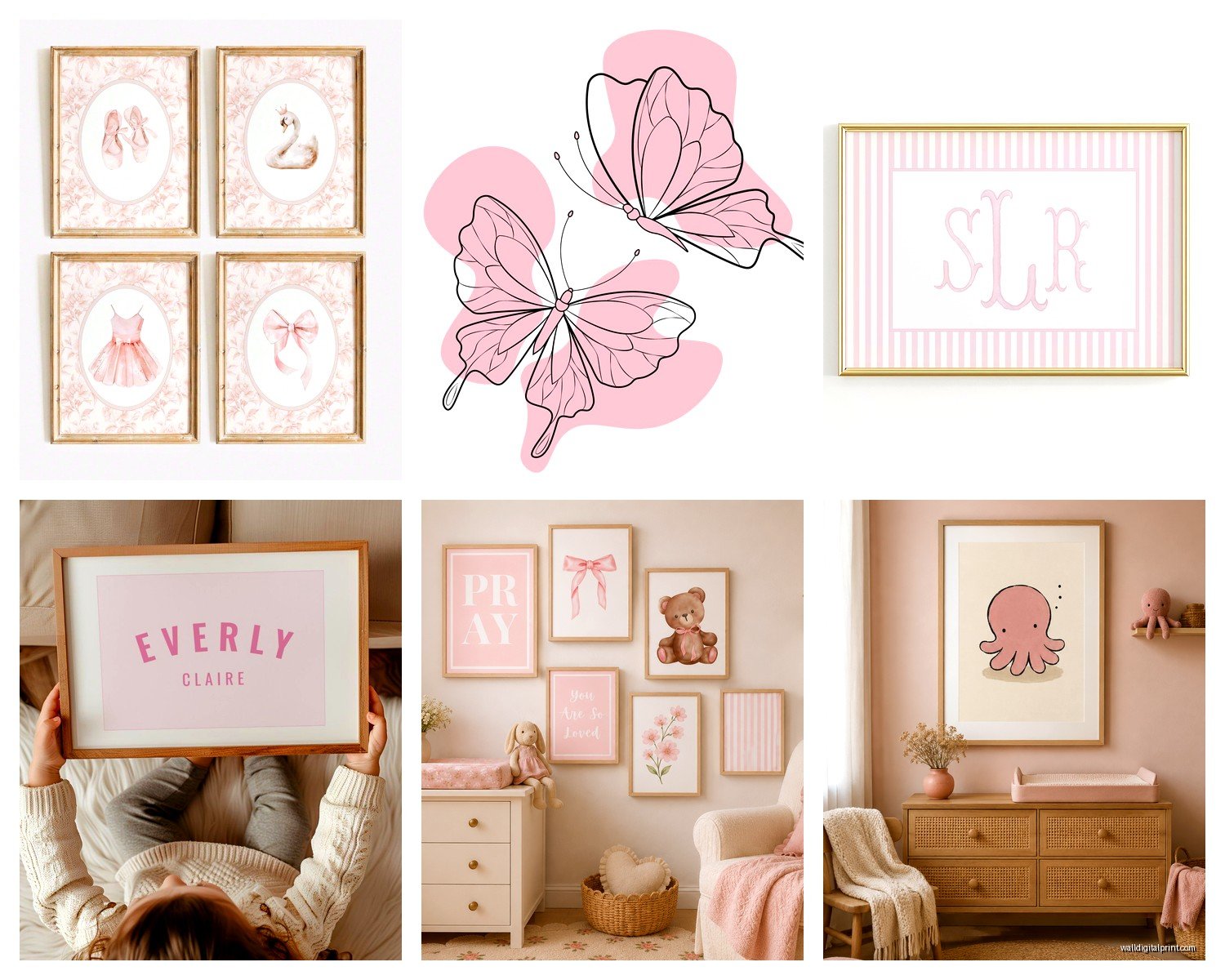 Pink Nursery Wall Art: Baby Girl Room Sweet Decor