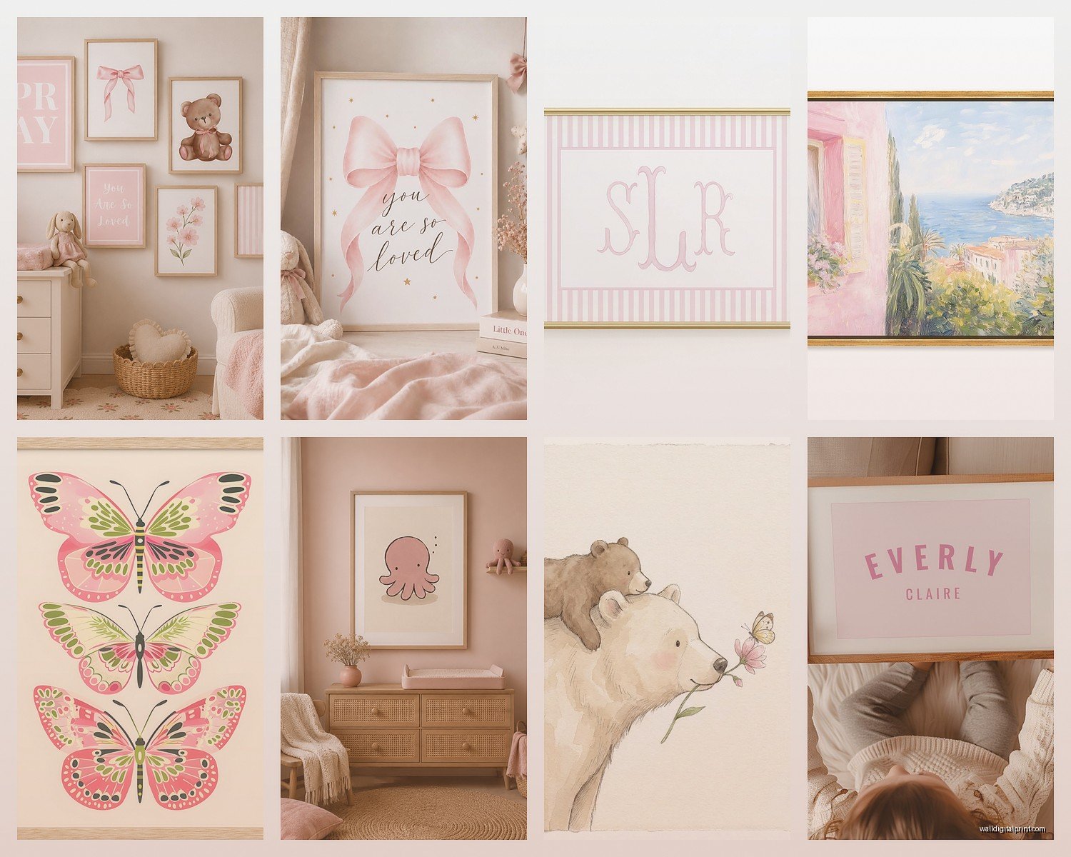 Pink Nursery Wall Art: Baby Girl Room Sweet Decor