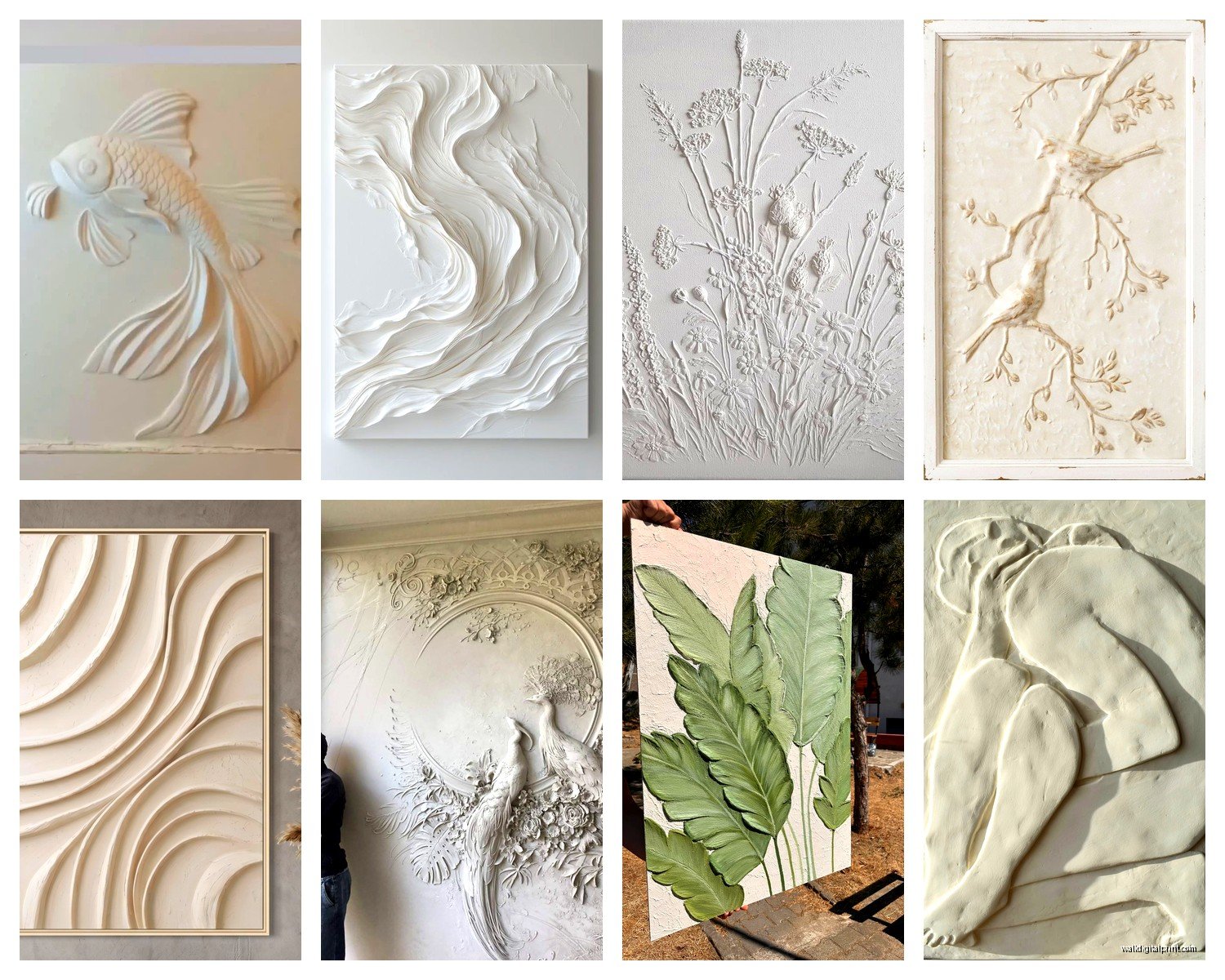 Plaster Relief Wall Art: Raised Texture Sculptural Designs