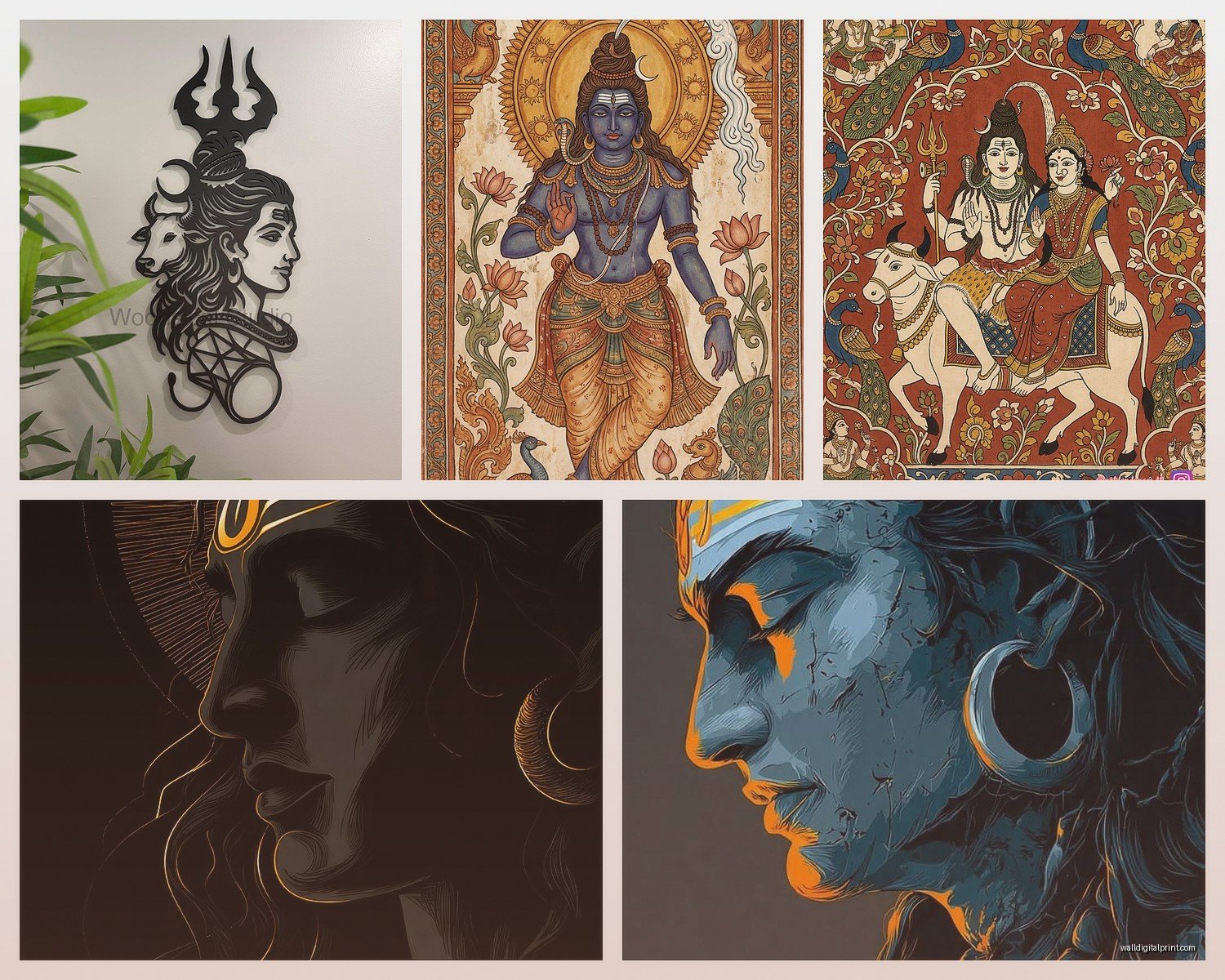 Shiva Wall Art: Hindu God Artwork & Temple Decor