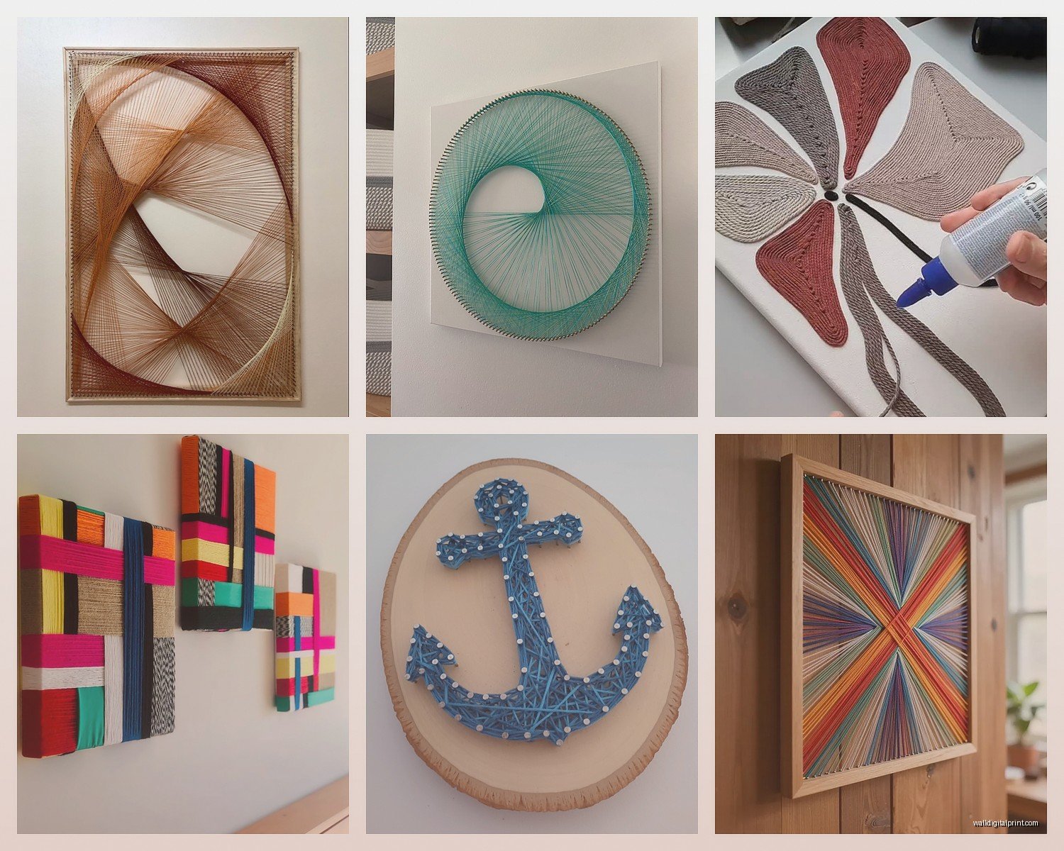 String Wall Art: Yarn Thread Nail Line Art Technique