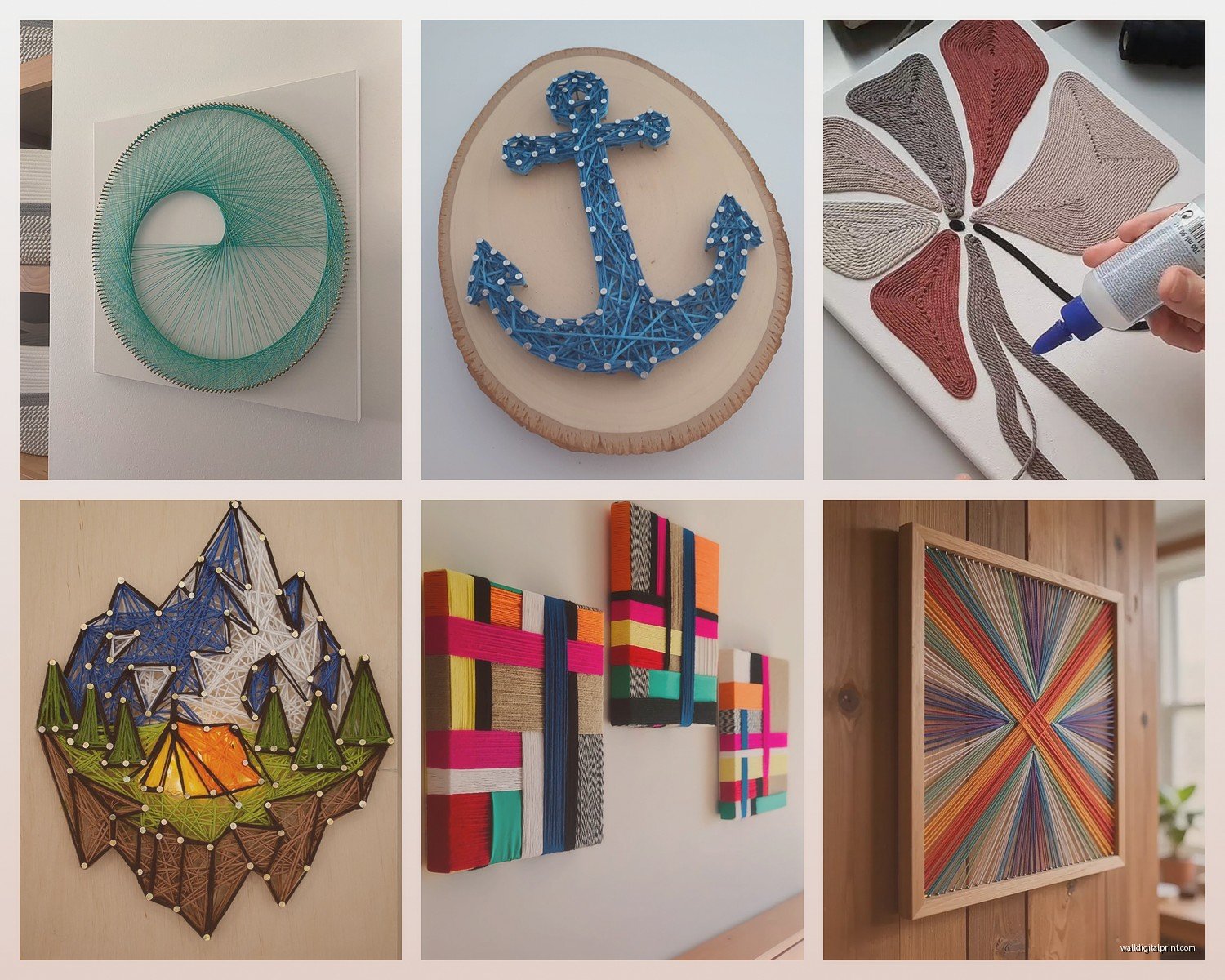 String Wall Art: Yarn Thread Nail Line Art Technique