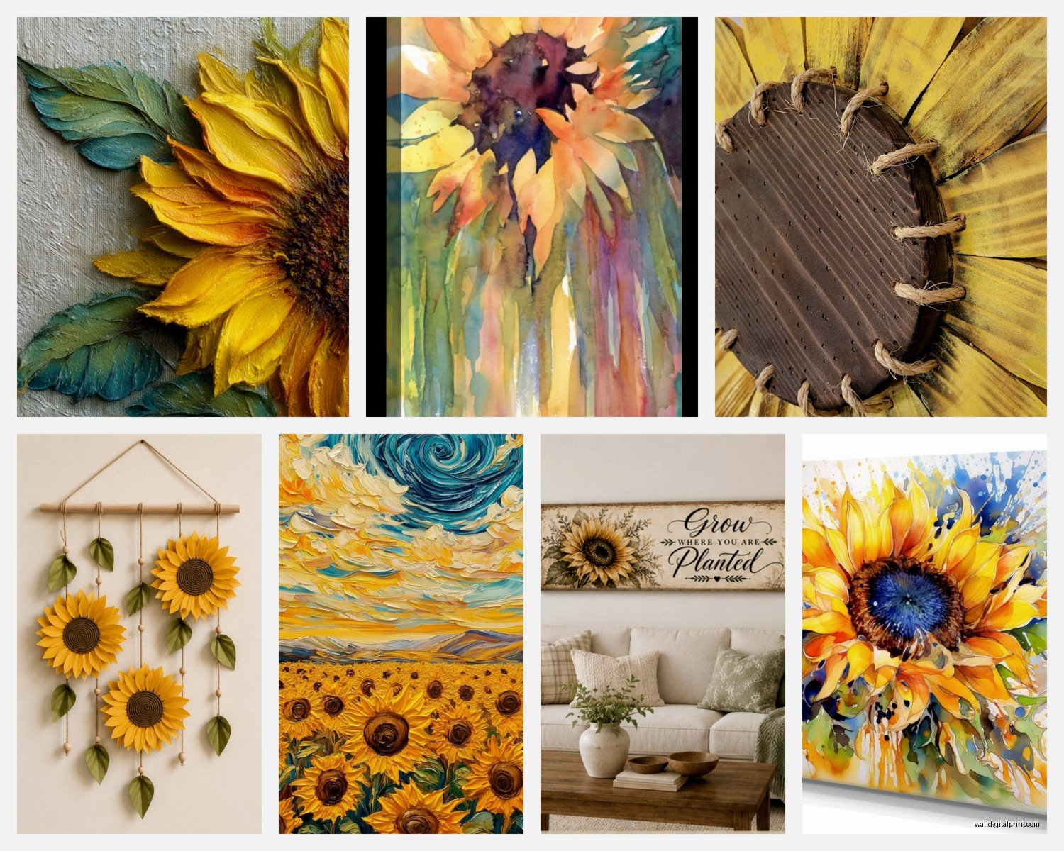 Sunflower Wall Art: Yellow Floral Kitchen & Garden Decor