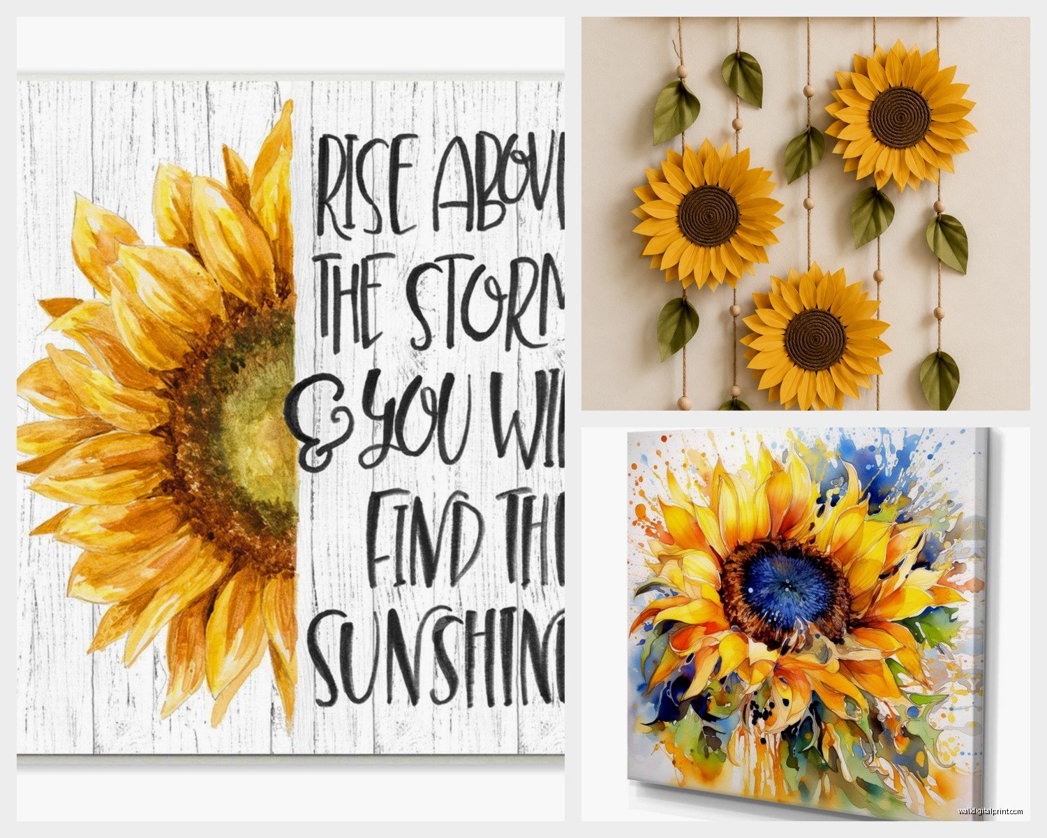 Sunflower Wall Art: Yellow Floral Kitchen & Garden Decor