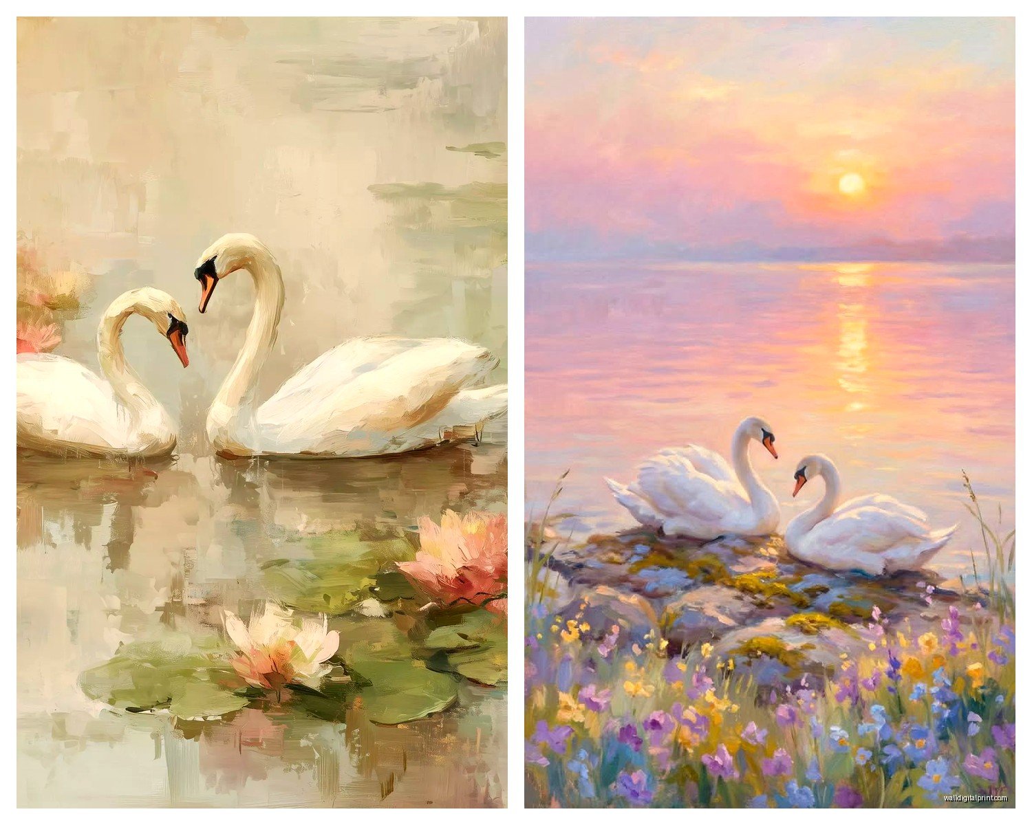Swan Wall Art: Elegant Bird Lake & Pond Decor
