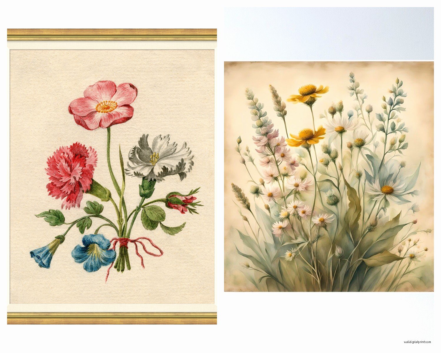 Vintage Floral Wall Art: Retro Antique Flower Prints