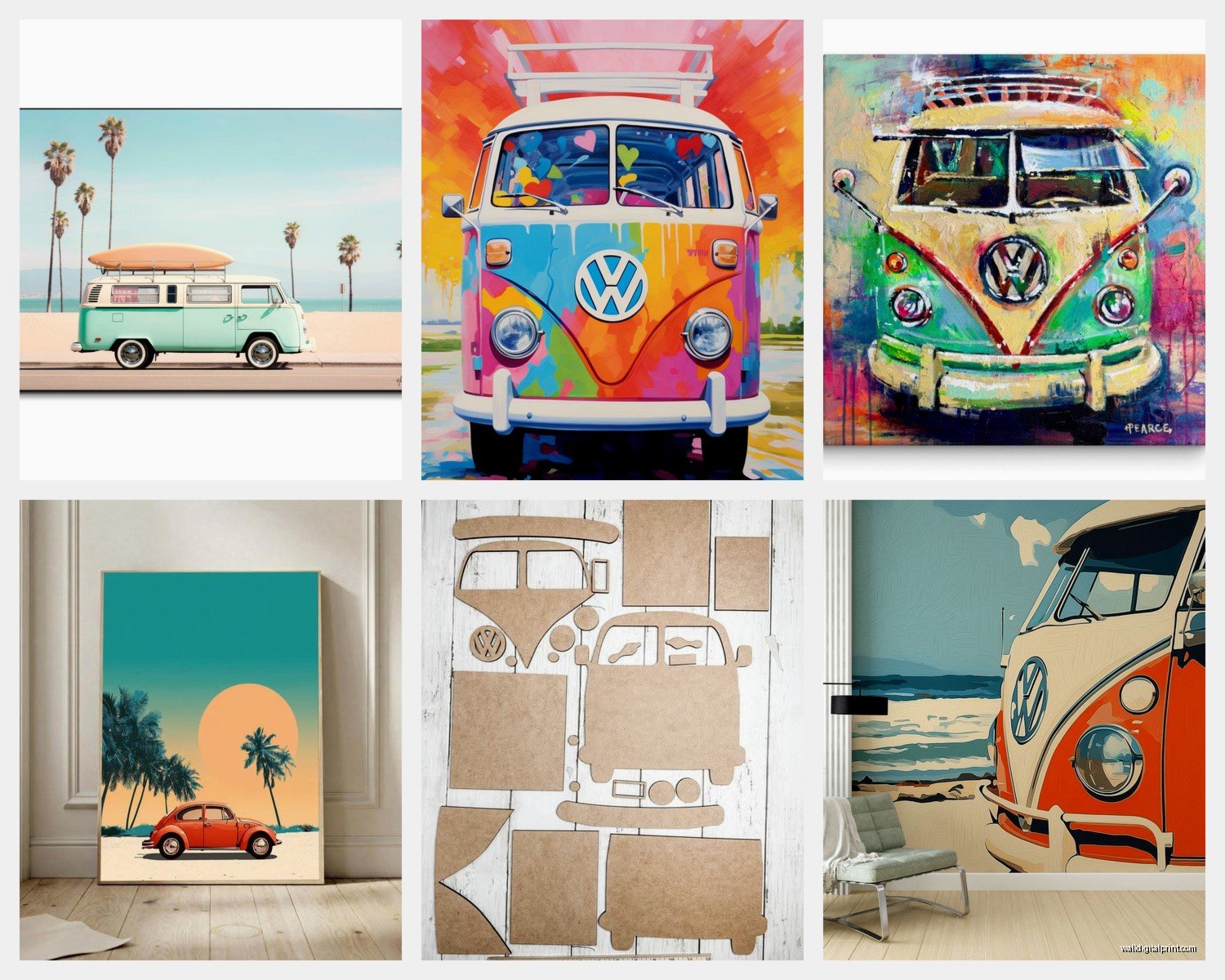 VW Wall Art: Volkswagen Bug & Bus Automotive Decor