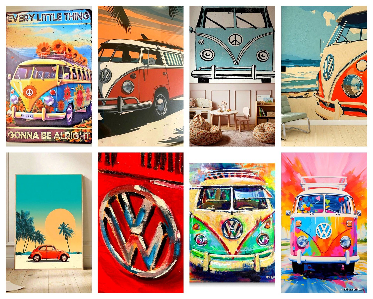 VW Wall Art: Volkswagen Bug & Bus Automotive Decor
