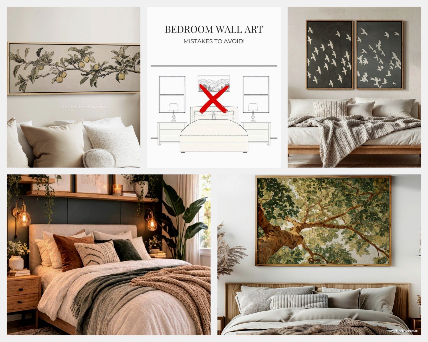 Wall Art Above Bed: Headboard Focal Point Placement