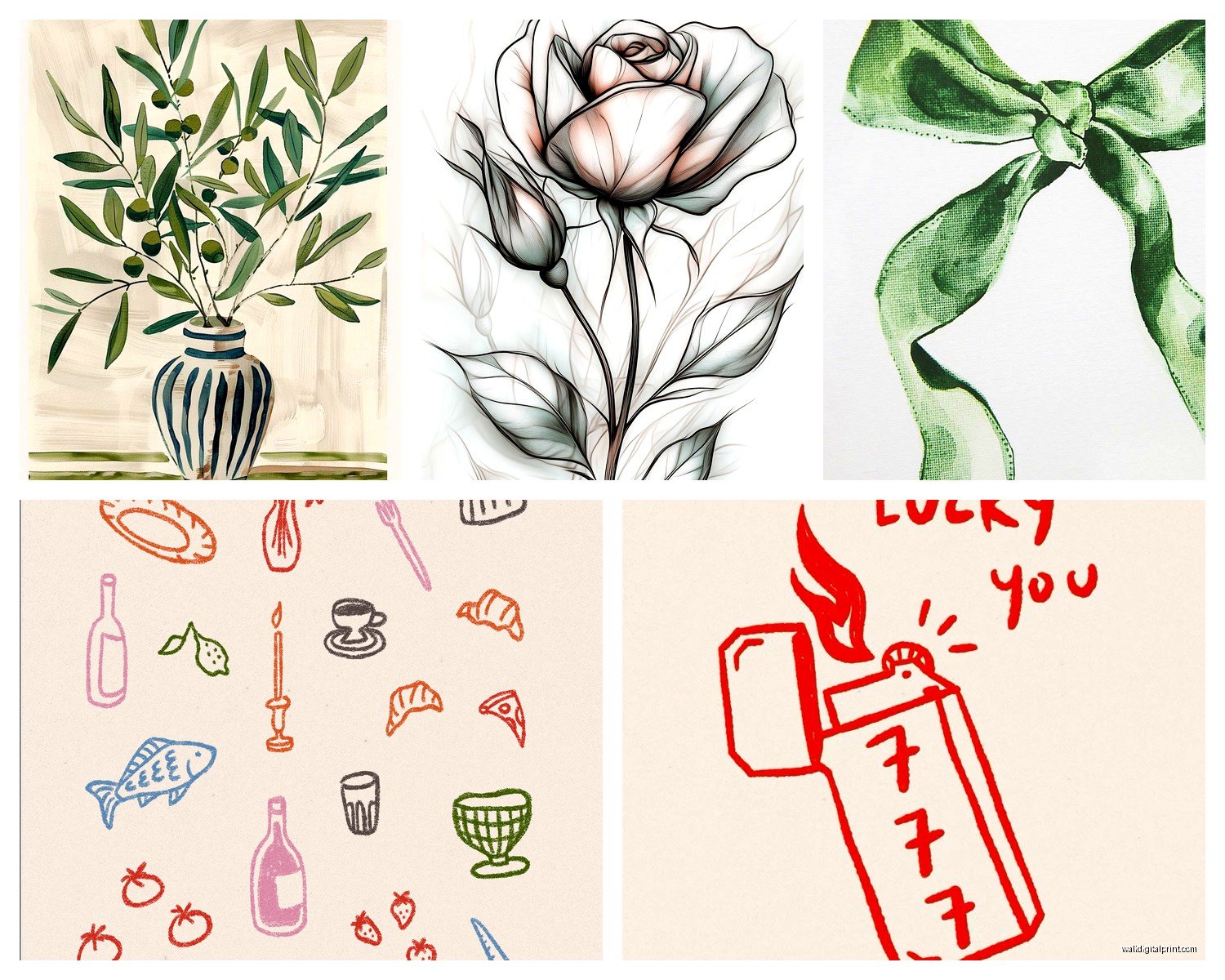 Wall Art Drawing: Sketch Illustration Line Art Designs