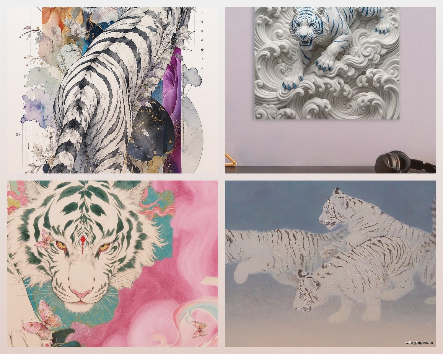 White Tiger Wall Art: Majestic Animal Photography
