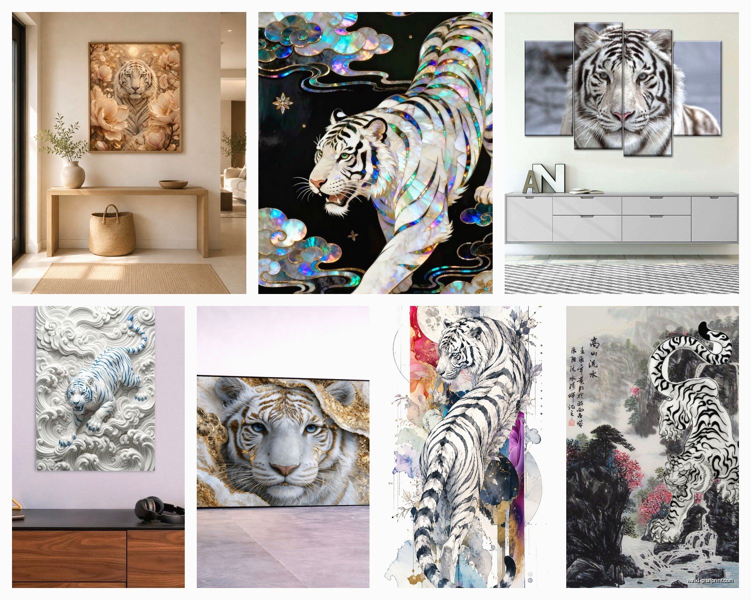 White Tiger Wall Art: Majestic Animal Photography
