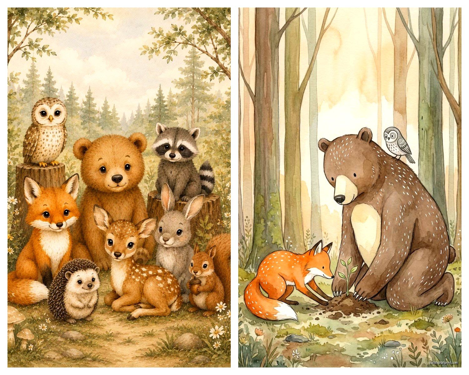 Woodland Wall Art: Forest Animal & Tree Nature Decor