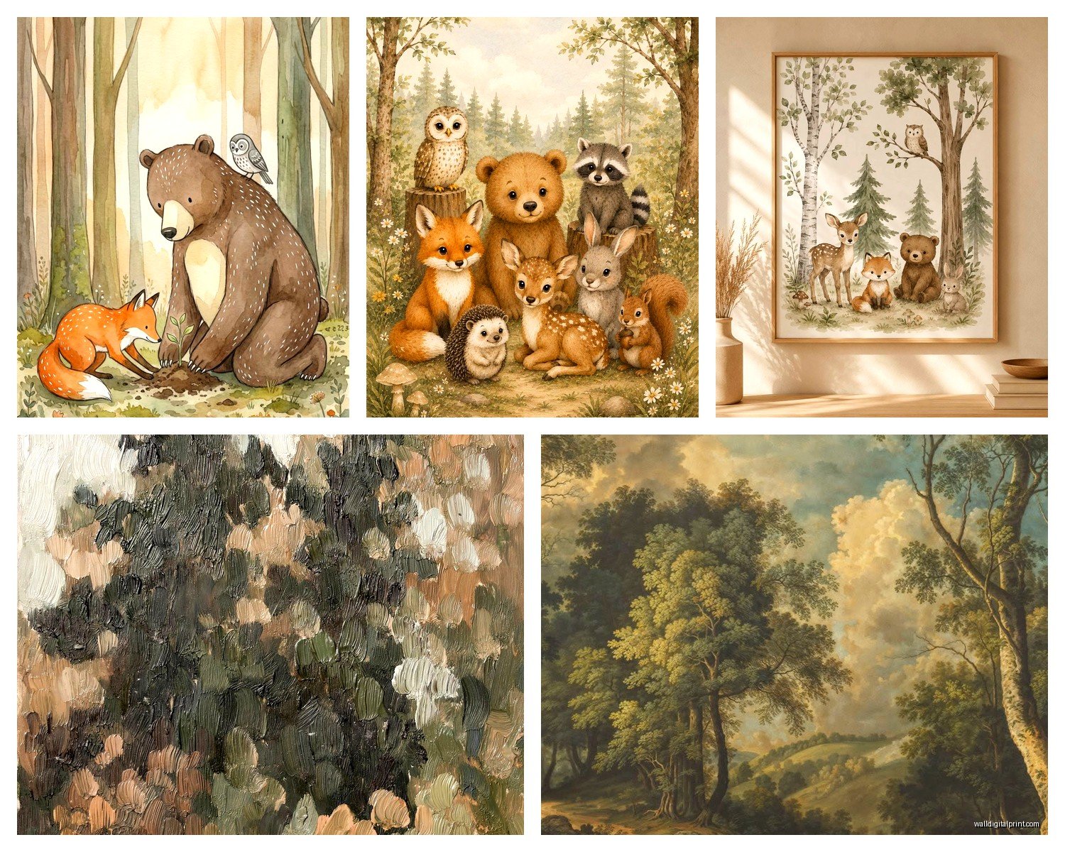 Woodland Wall Art: Forest Animal & Tree Nature Decor