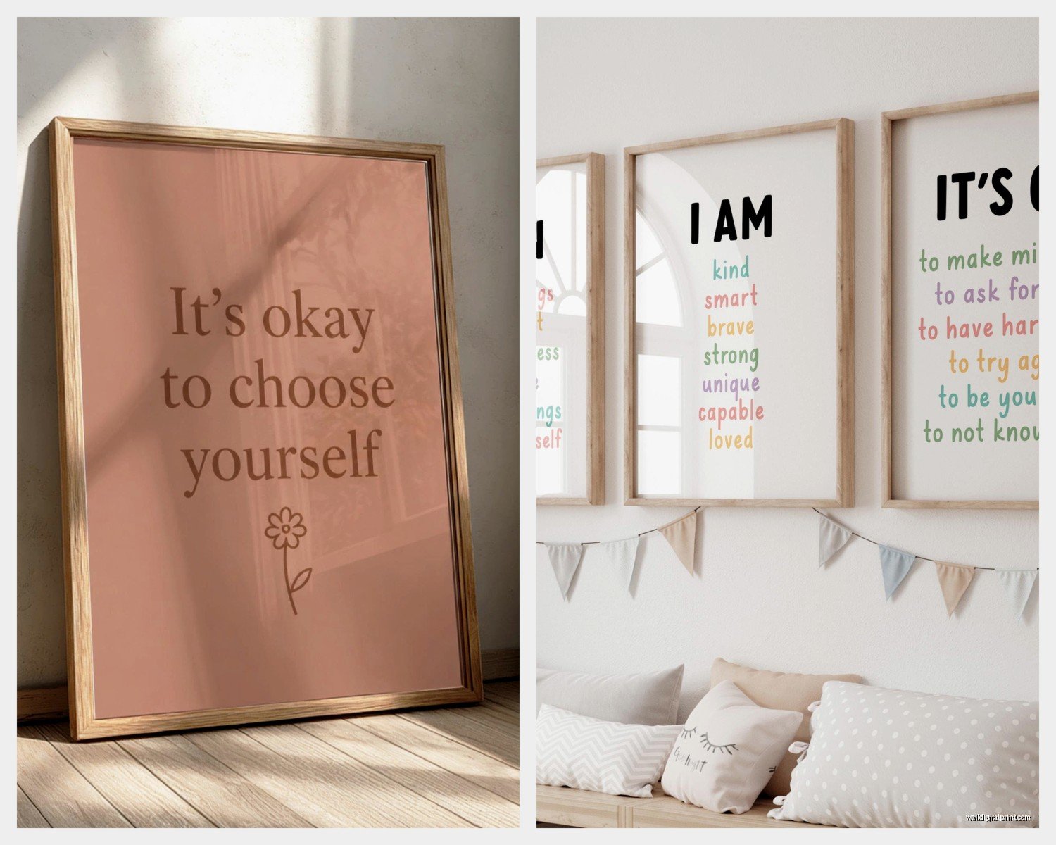 Affirmation Wall Art: Positive Self-Talk Empowerment Quotes