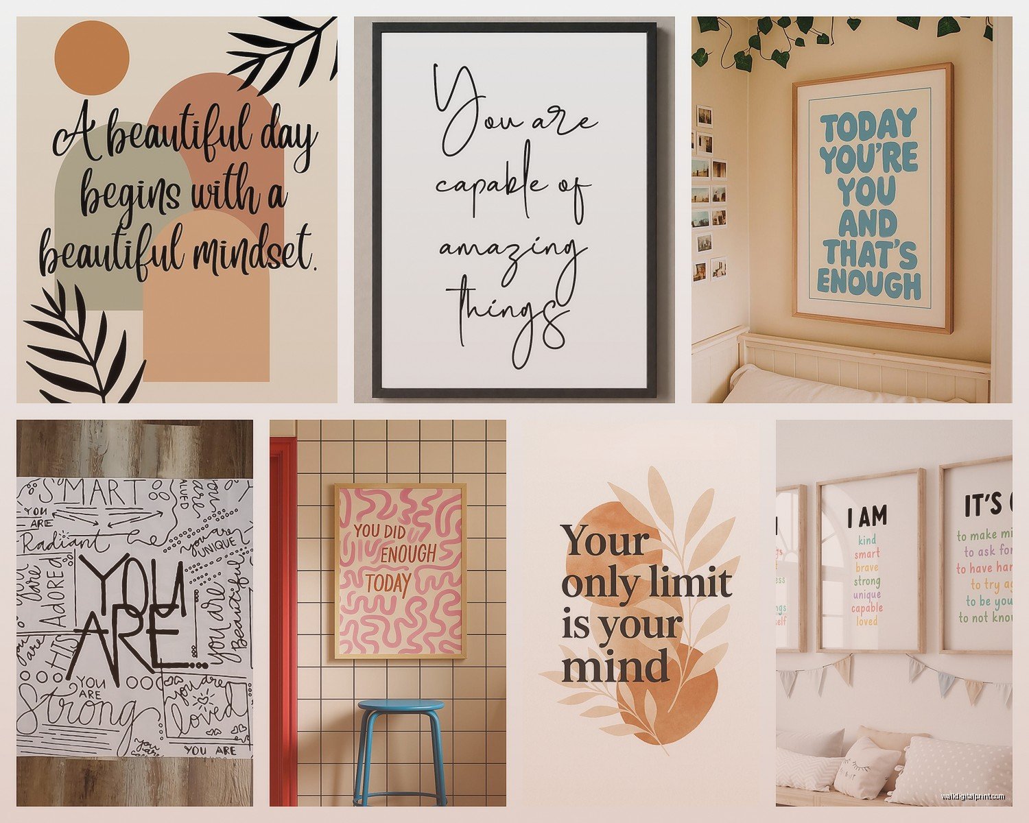 Affirmation Wall Art: Positive Self-Talk Empowerment Quotes