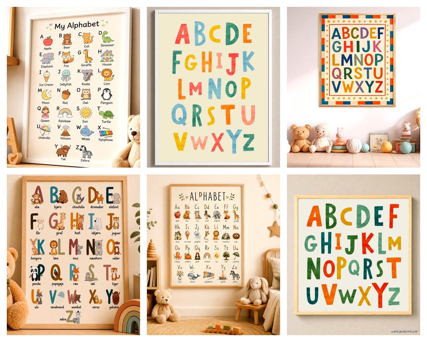 Alphabet Wall Art: ABC Learning Educational Kids Decor