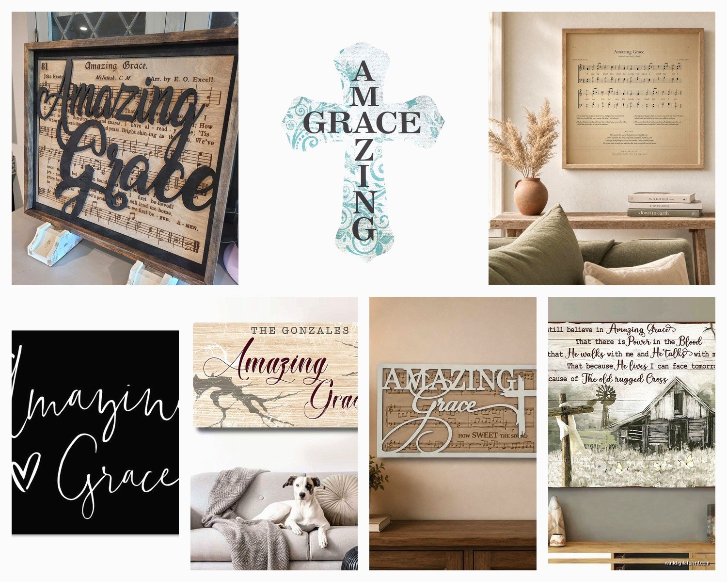 Amazing Grace Wall Art: Hymn Religious Christian Song