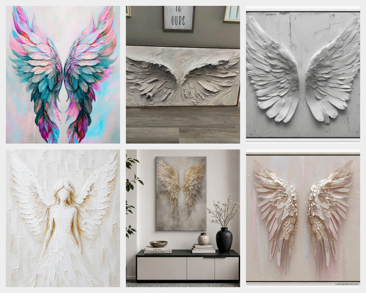 Angel Wings Wall Art: Spiritual Feather Guardian Symbol