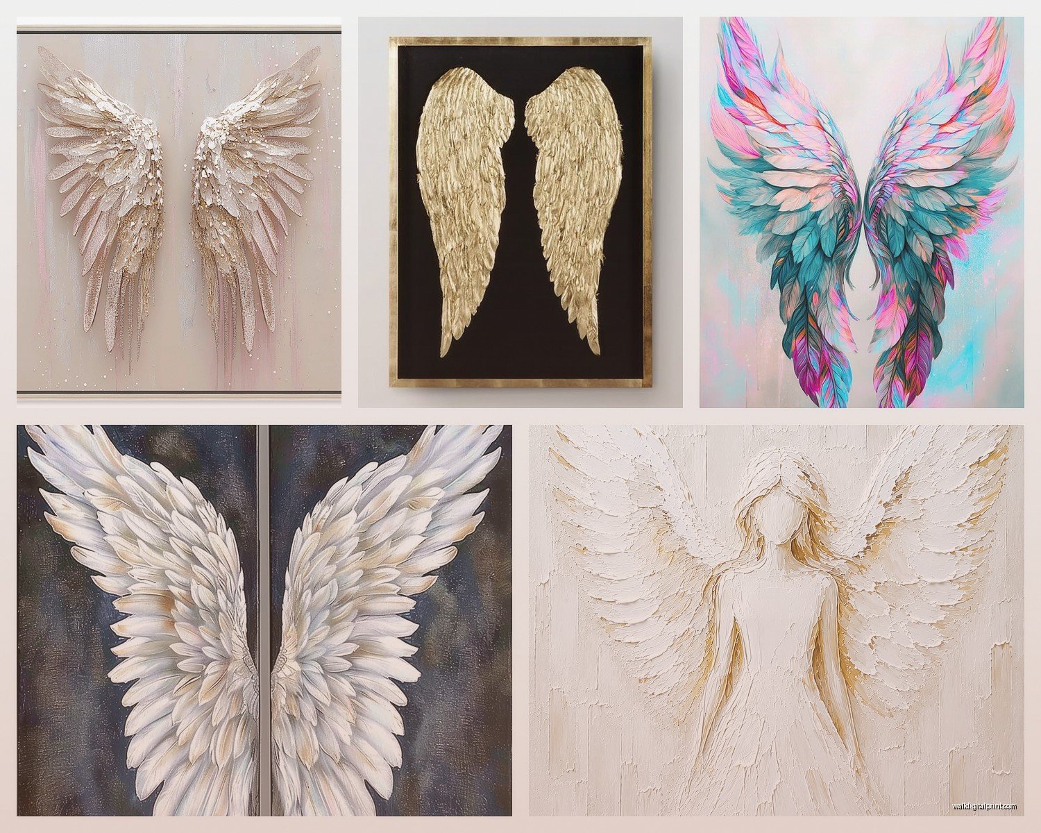 Angel Wings Wall Art: Spiritual Feather Guardian Symbol