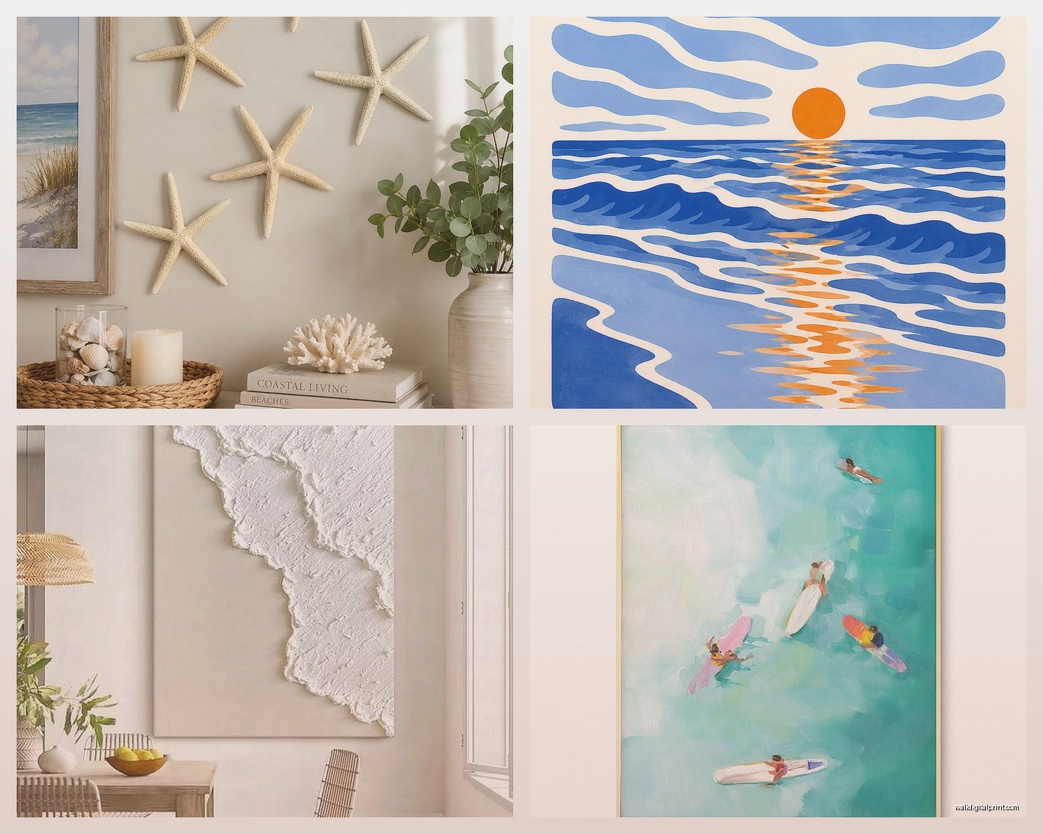 Beach Wall Art: Coastal Ocean Sand & Sun Photography