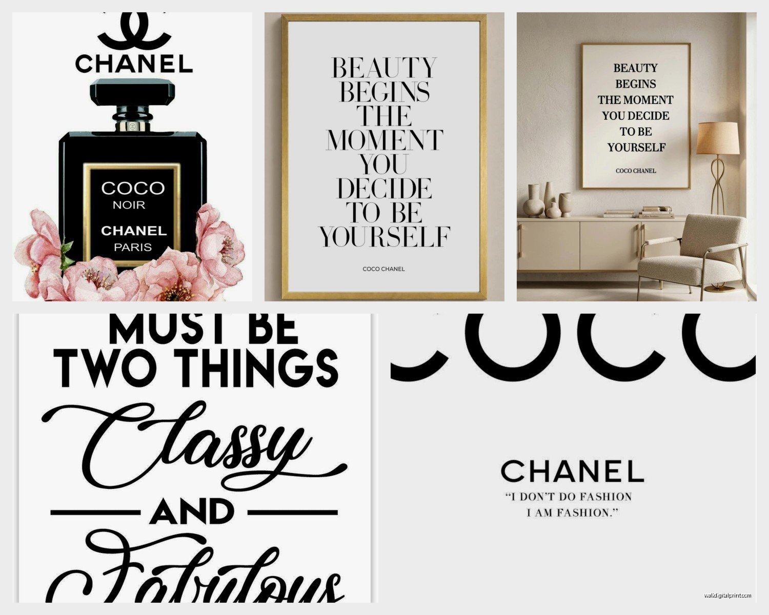 Coco Chanel Wall Art: Fashion Icon Designer Quote Decor