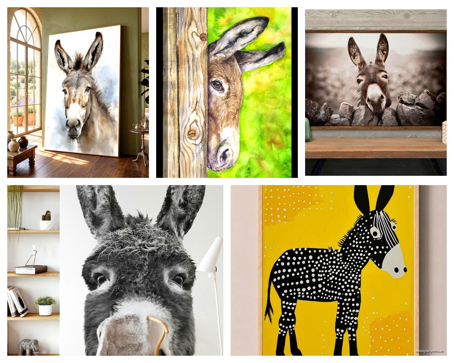 Donkey Wall Art: Farm Animal Rustic Country Decor