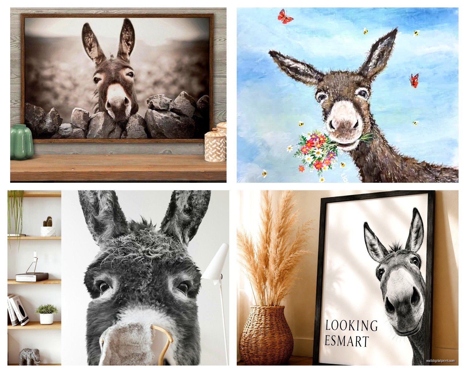 Donkey Wall Art: Farm Animal Rustic Country Decor