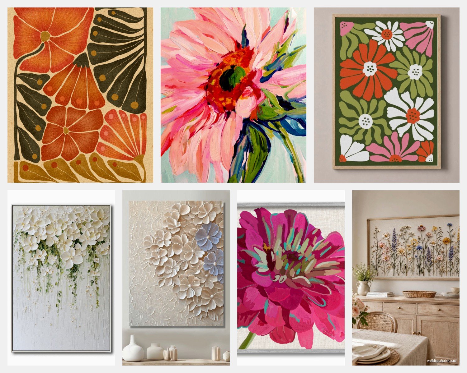 Flower Wall Art Decor: Botanical Bloom Garden Designs