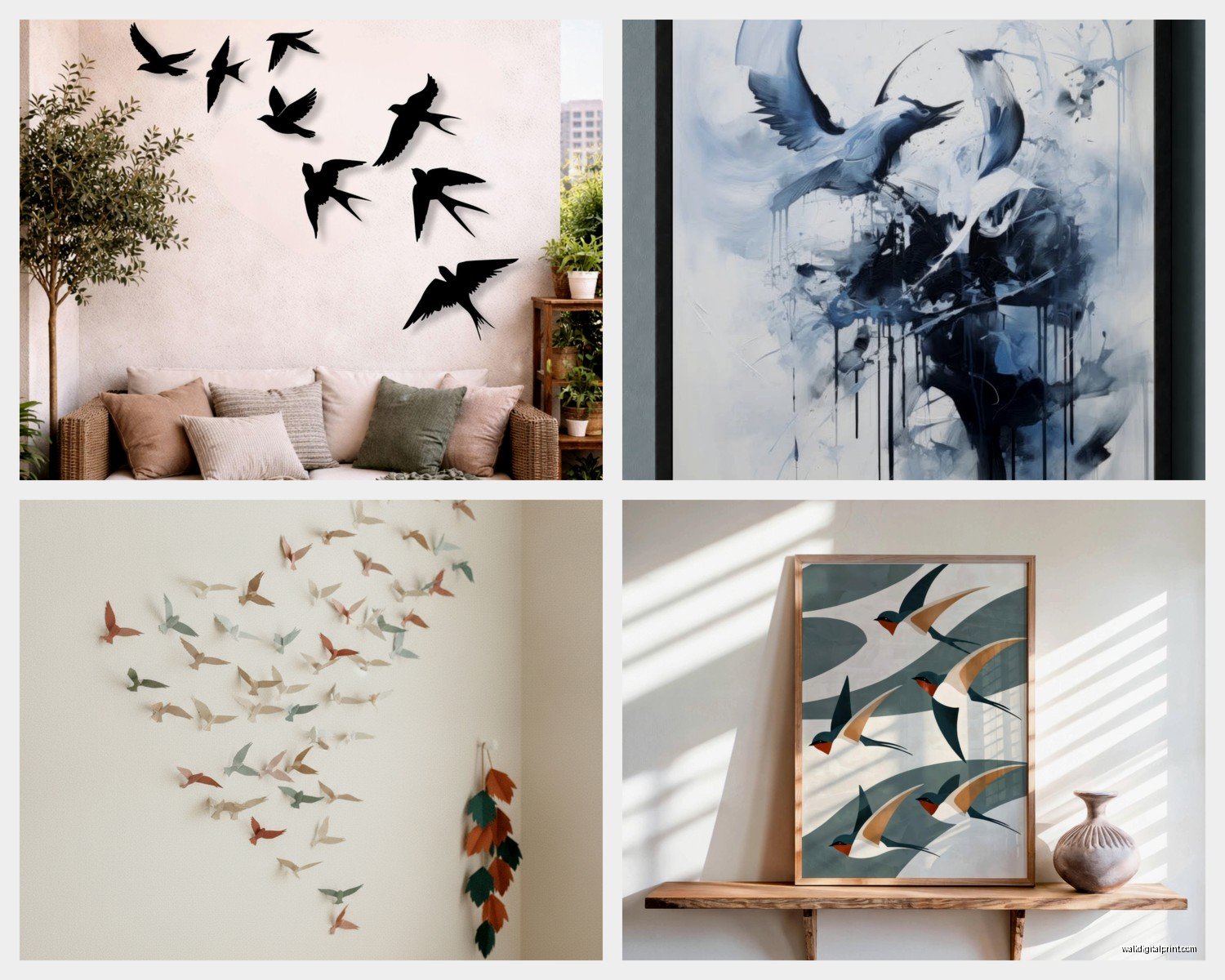 Flying Birds Wall Art: Flock Migration Nature Decor